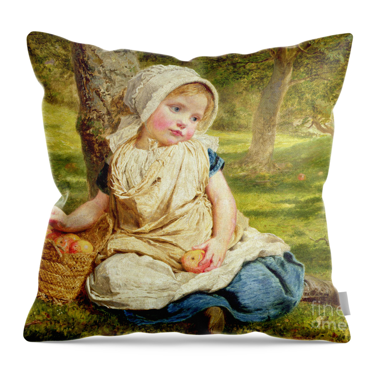 Kid Throw Pillow featuring the painting Windfalls by Sophie Anderson