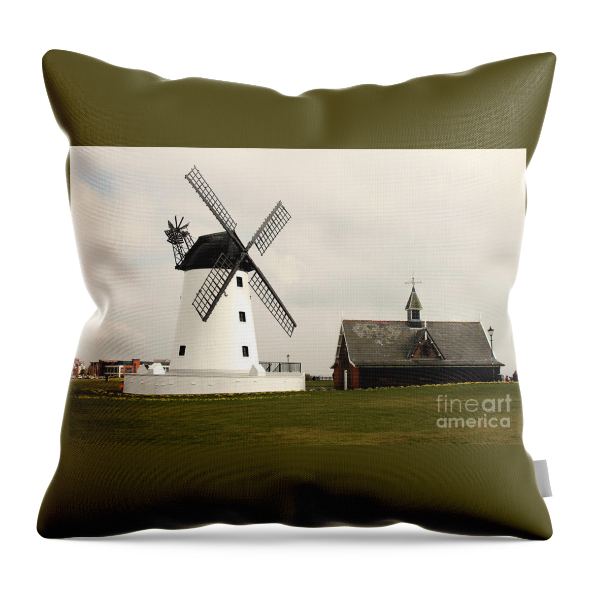 Windmill Throw Pillow featuring the photograph Windmill at Lytham St. Annes - England by Doc Braham