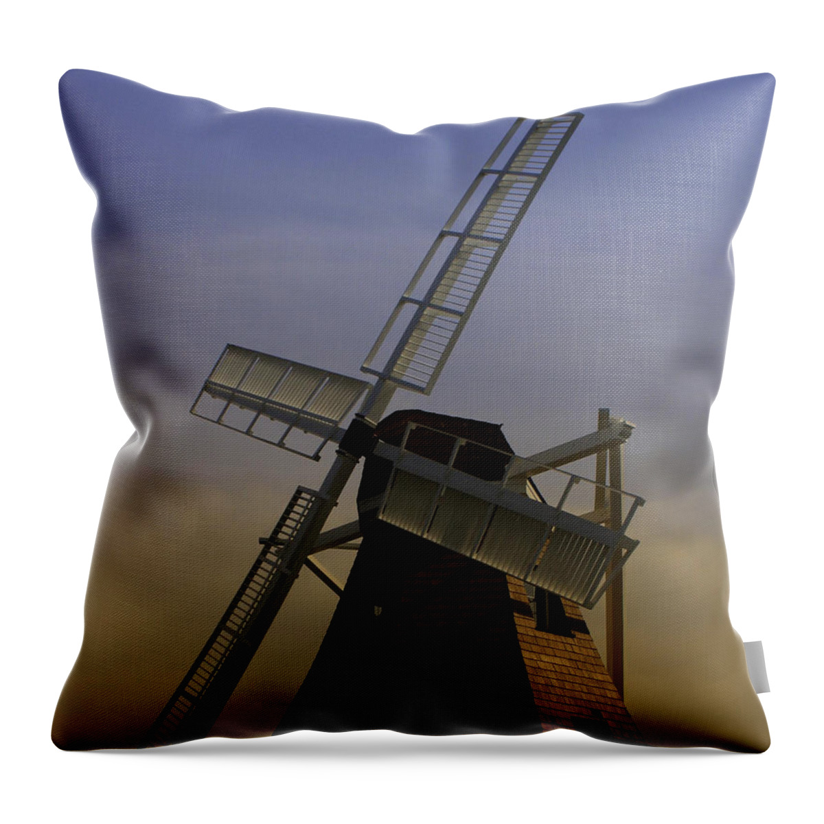 Windmill Throw Pillow featuring the photograph Windmill at Windjammer Park WM6887A by Mary Gaines