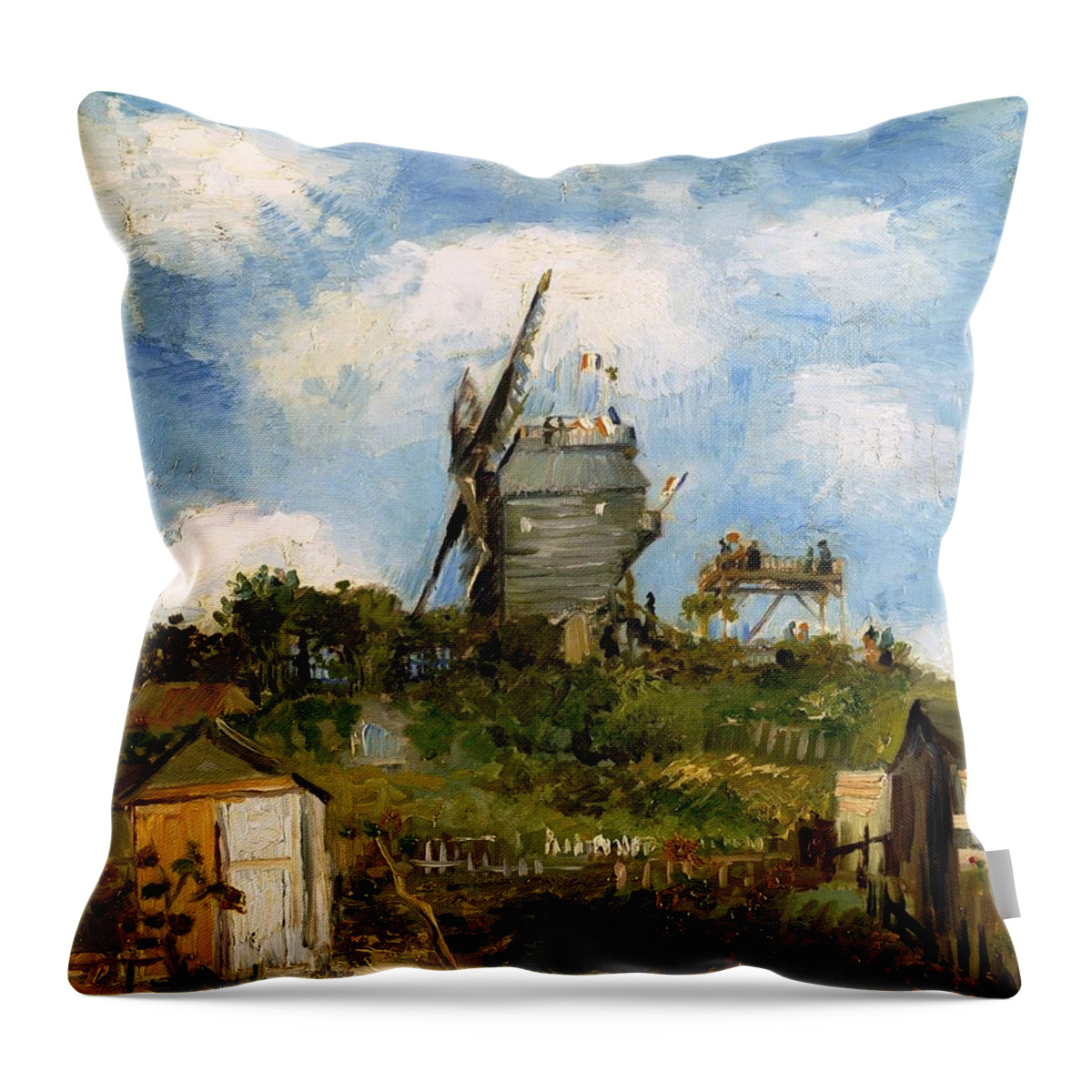 Farm Throw Pillow featuring the photograph Windmill in farm by Sumit Mehndiratta