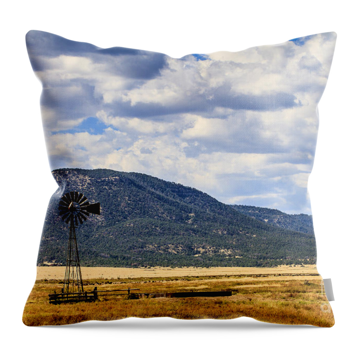 Windmill Throw Pillow featuring the photograph Windmill New Mexico by Ben Graham