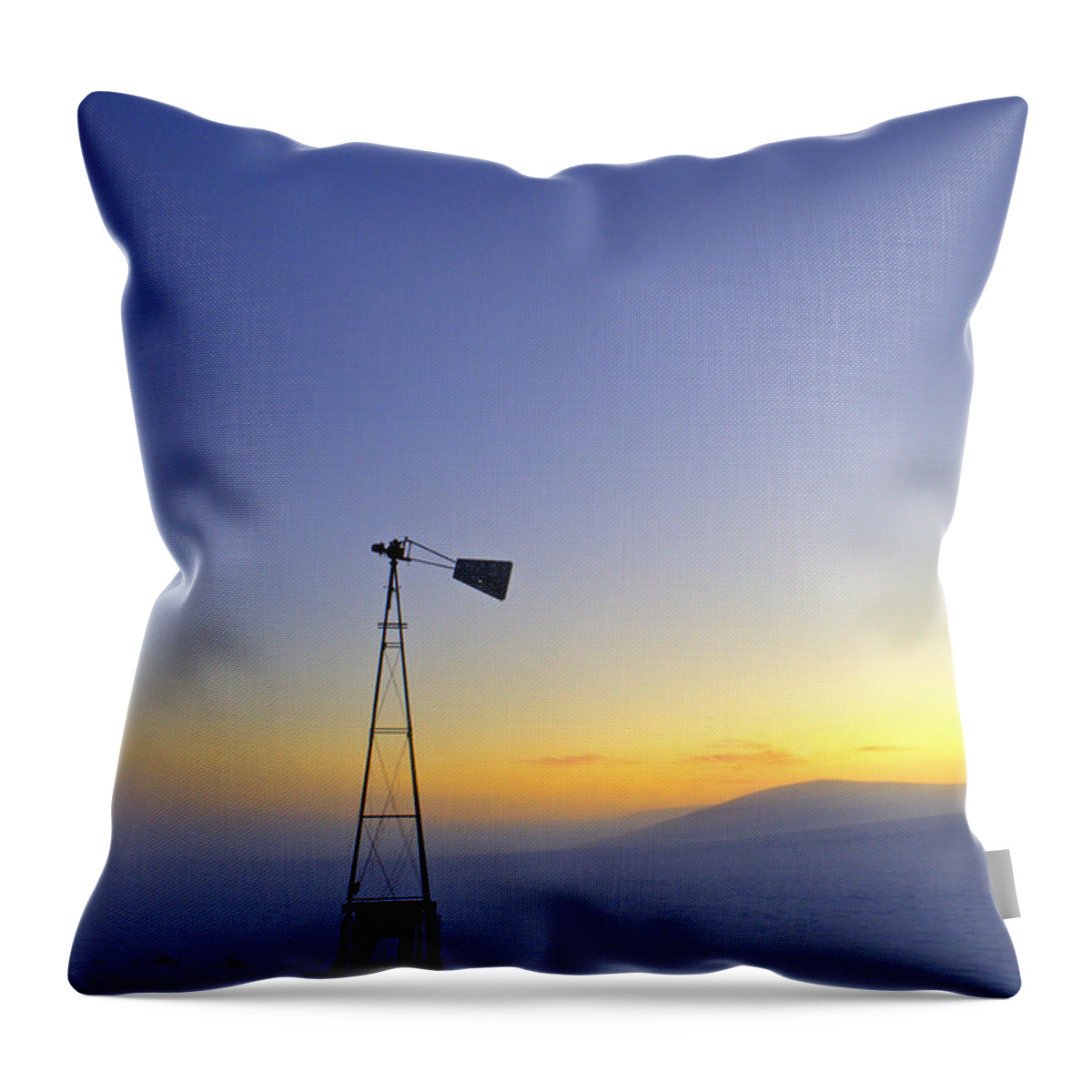 Outdoors Throw Pillow featuring the photograph Windmill Winter Sunset by Doug Davidson