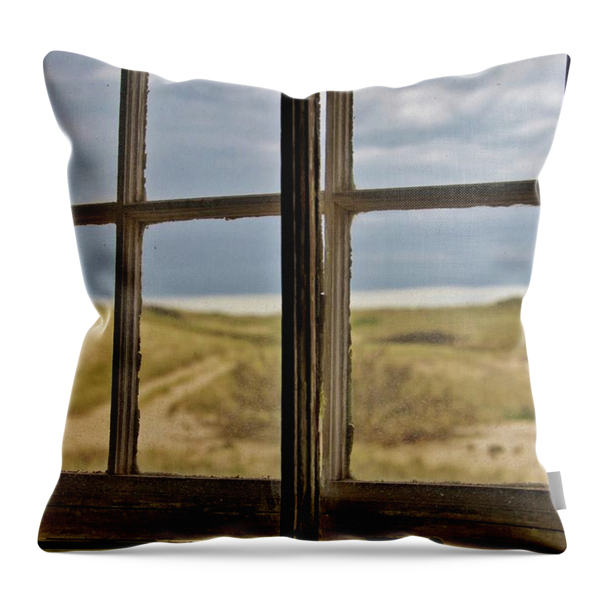 Cape Cod Throw Pillow featuring the photograph Window Ocean Path by Marisa Geraghty Photography