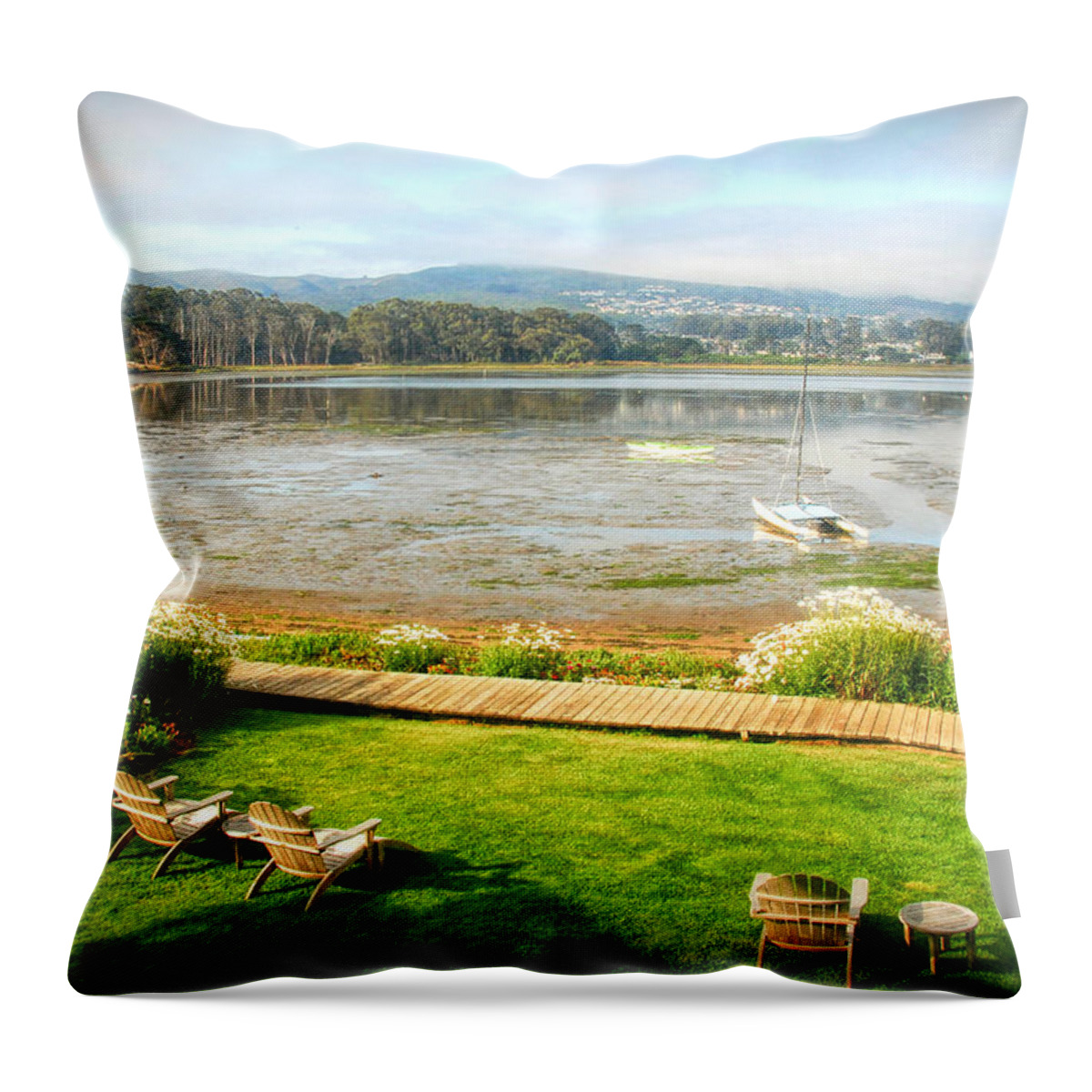 Back Bay In Throw Pillow featuring the photograph Window of the Back Bay Inn by Michael Hope