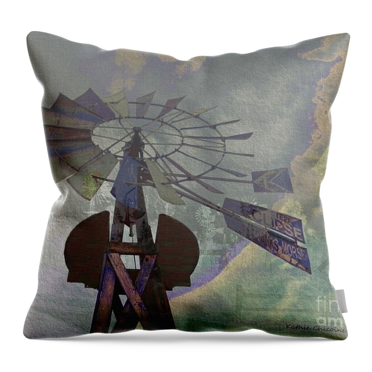 Windmills Throw Pillow featuring the photograph Ghosts from the Past by Kathie Chicoine