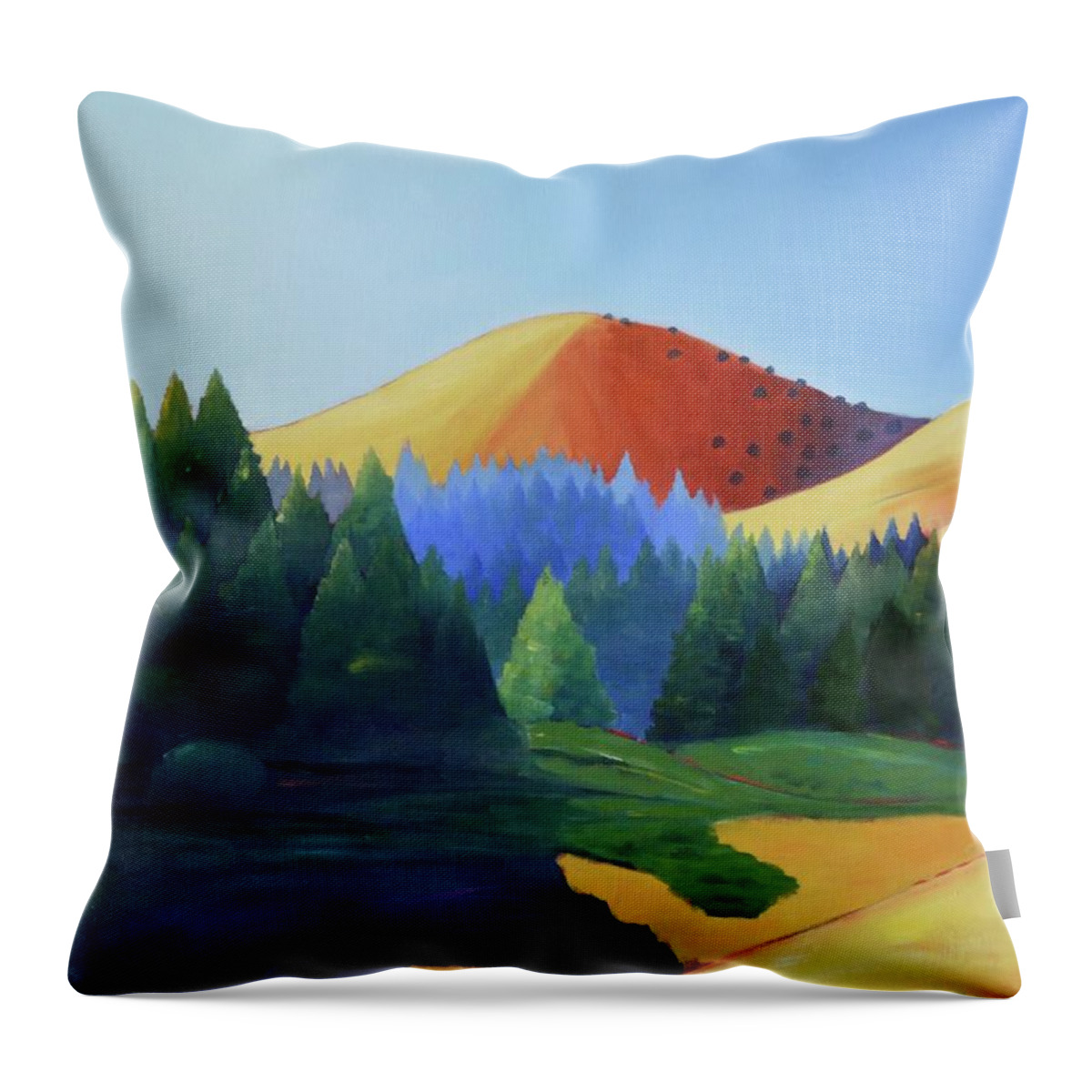 Hill Throw Pillow featuring the painting Windy Hill Triptych I by Gary Coleman