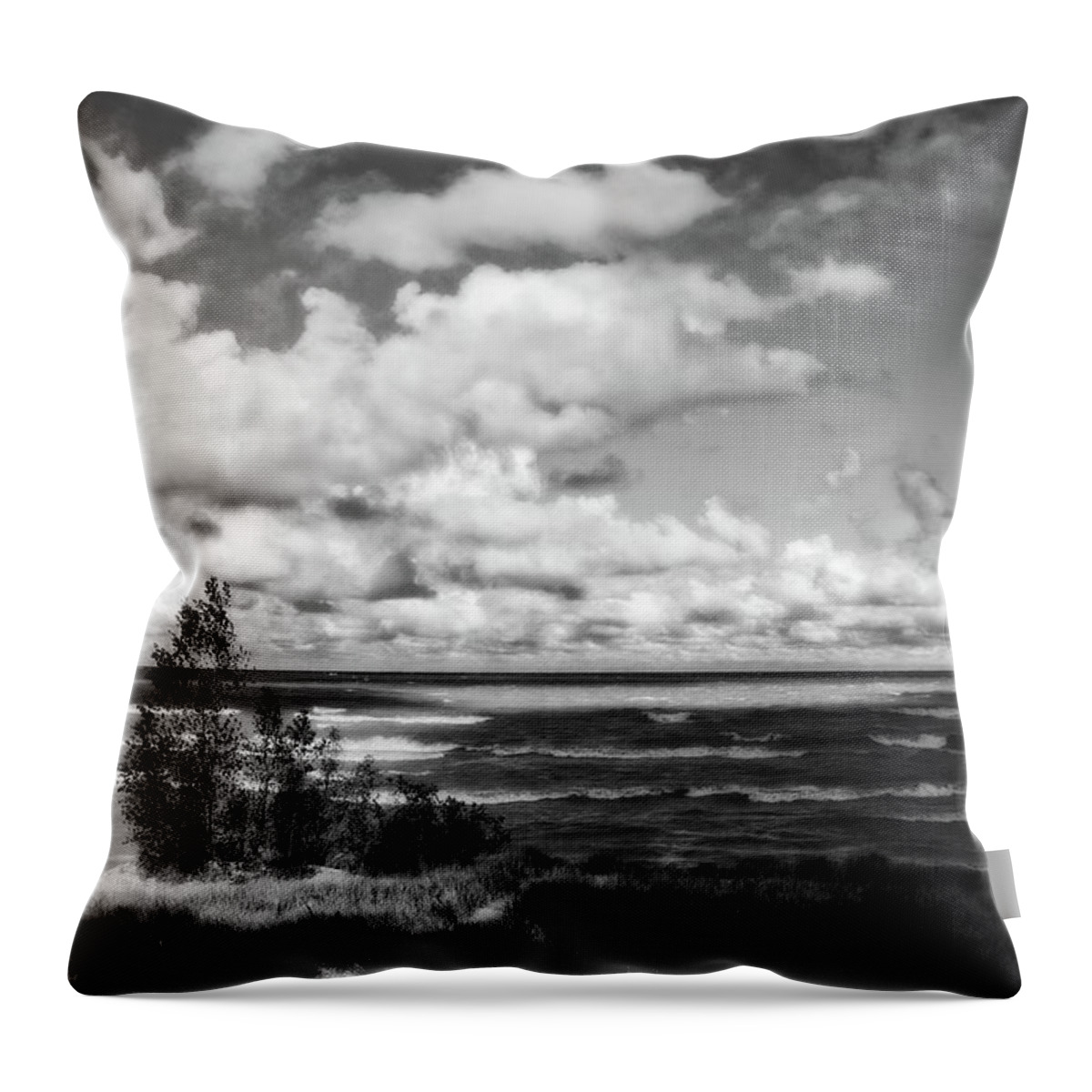 Shadows Throw Pillow featuring the photograph Windy Morning on Lake Michigan by Michelle Calkins