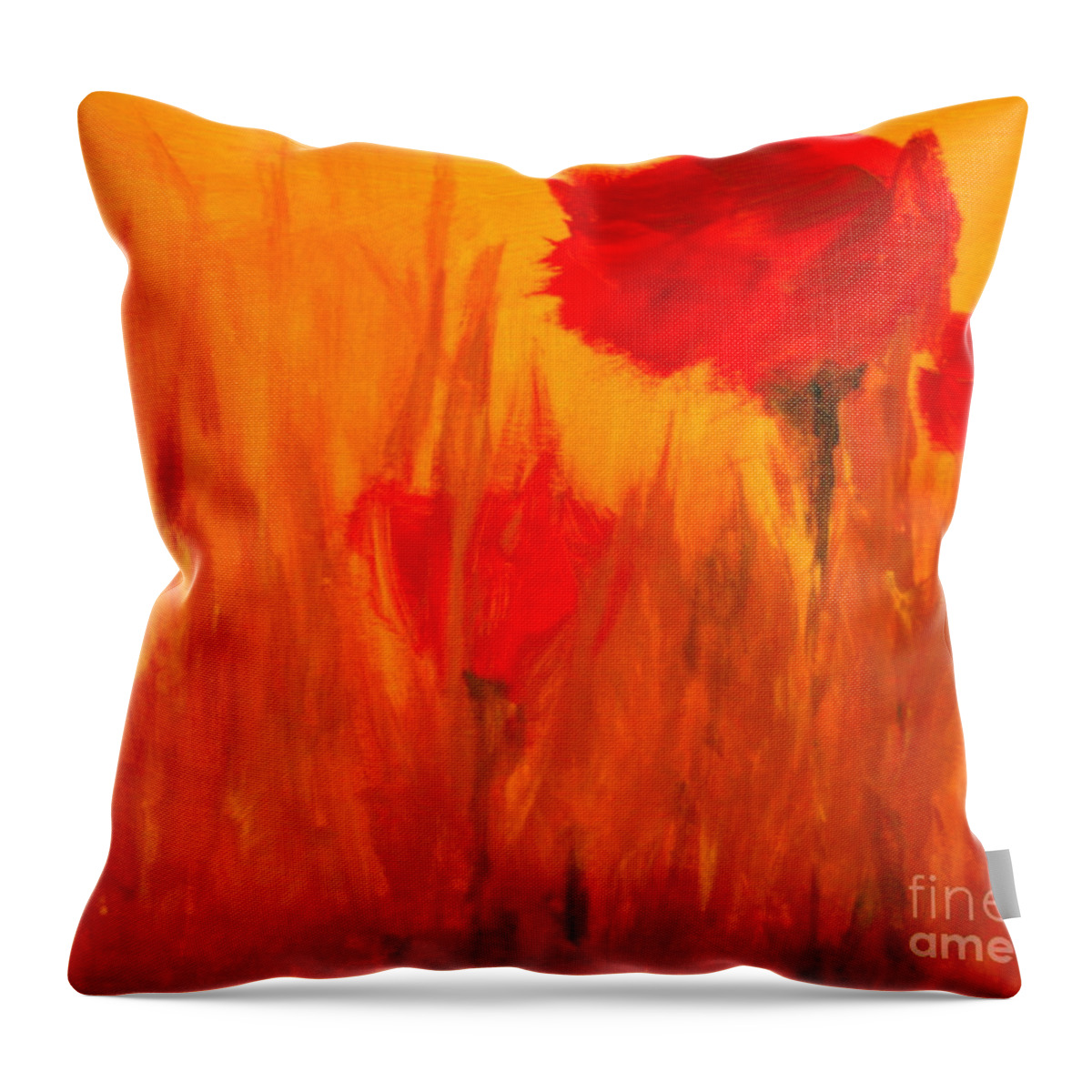 Flowers Throw Pillow featuring the painting Windy Red by Julie Lueders 