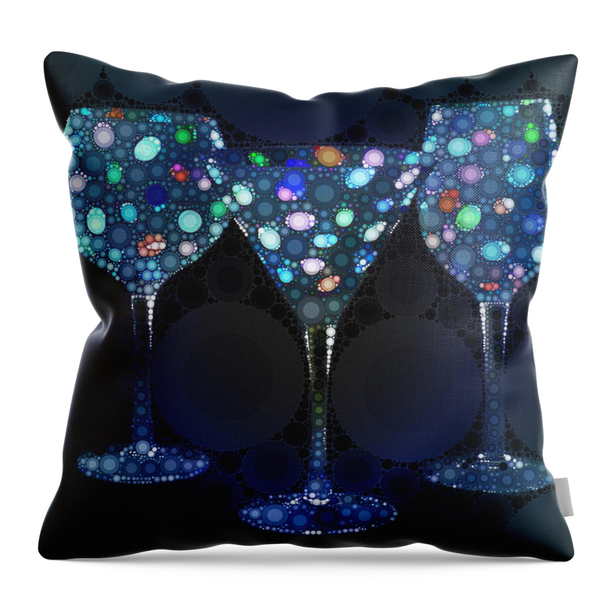 Wine Glasses Throw Pillow featuring the digital art Wine Glass Art-4 by Nina Bradica