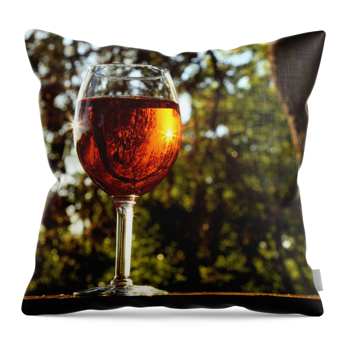 Wine Throw Pillow featuring the photograph Wine Glass Reflections by Judy Vincent