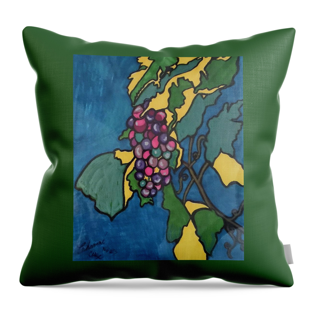 Modern Throw Pillow featuring the painting Wine Grapes by Charme Curtin