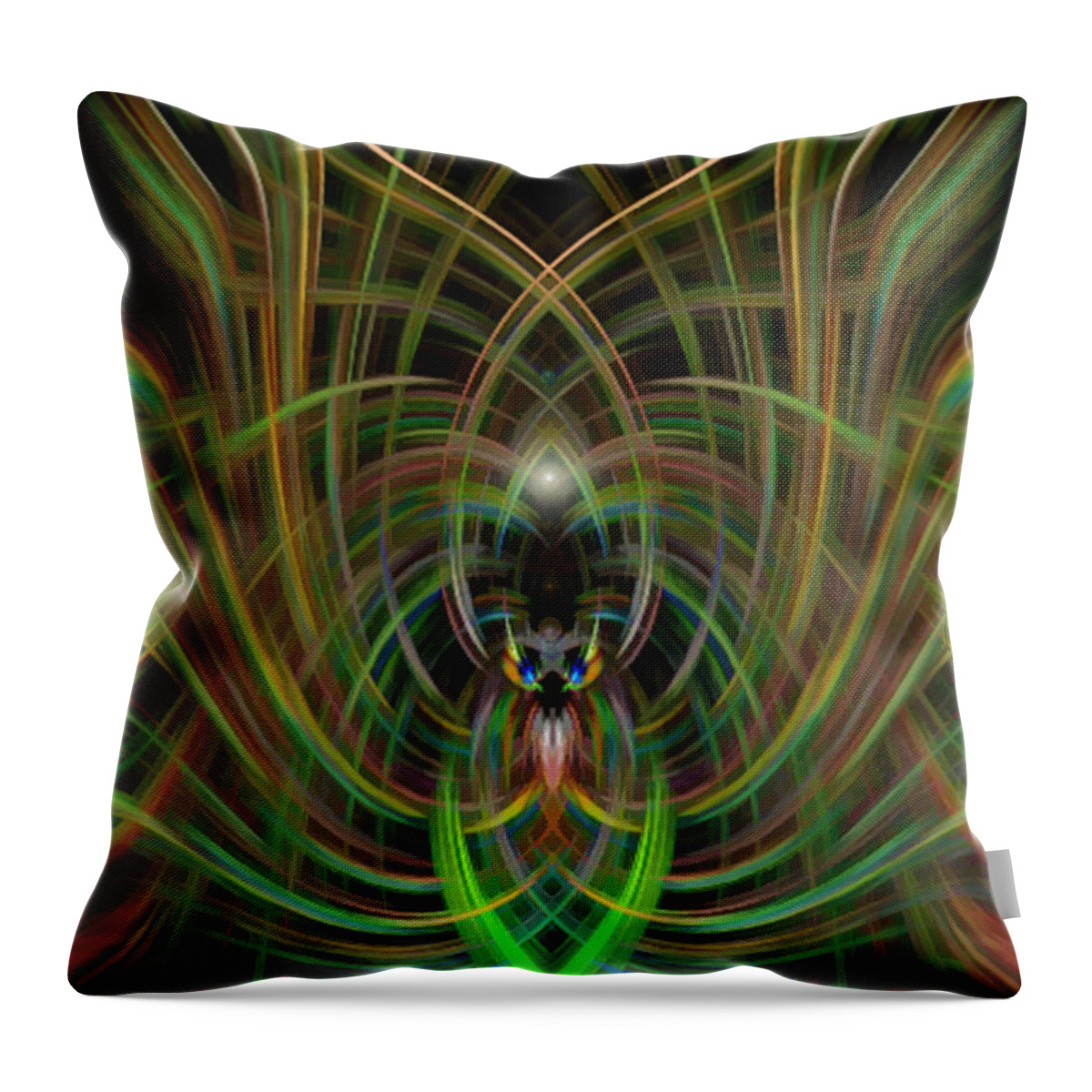 Green Throw Pillow featuring the photograph Winged Bug by Cherie Duran