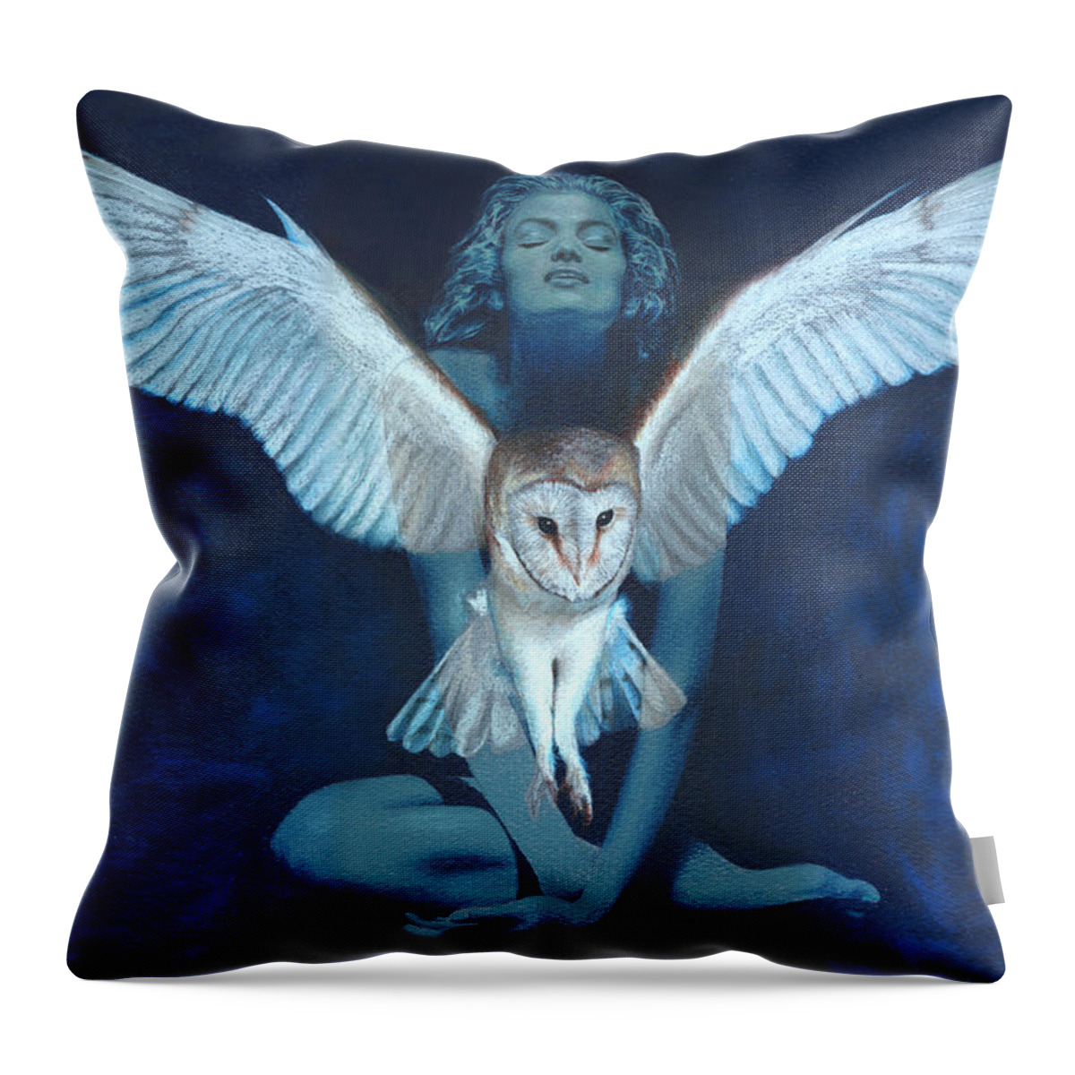 Owl Throw Pillow featuring the painting Winged Heart by Ragen Mendenhall