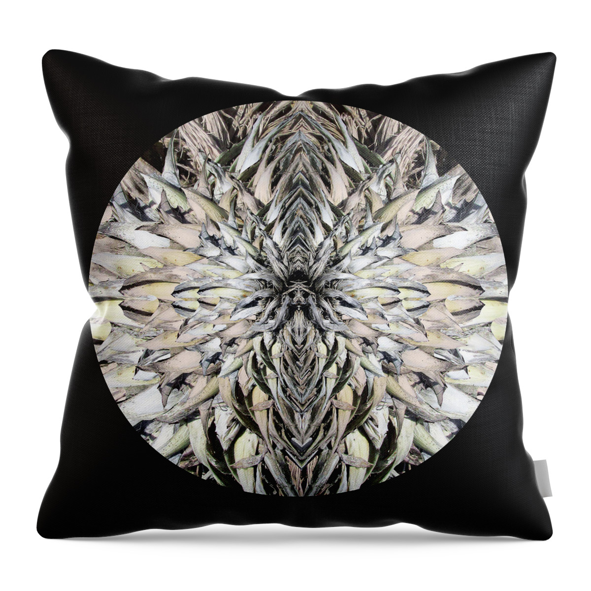 Bronze Flower Throw Pillow featuring the digital art Winged Praying Figure Kaleidoscope by Julia L Wright