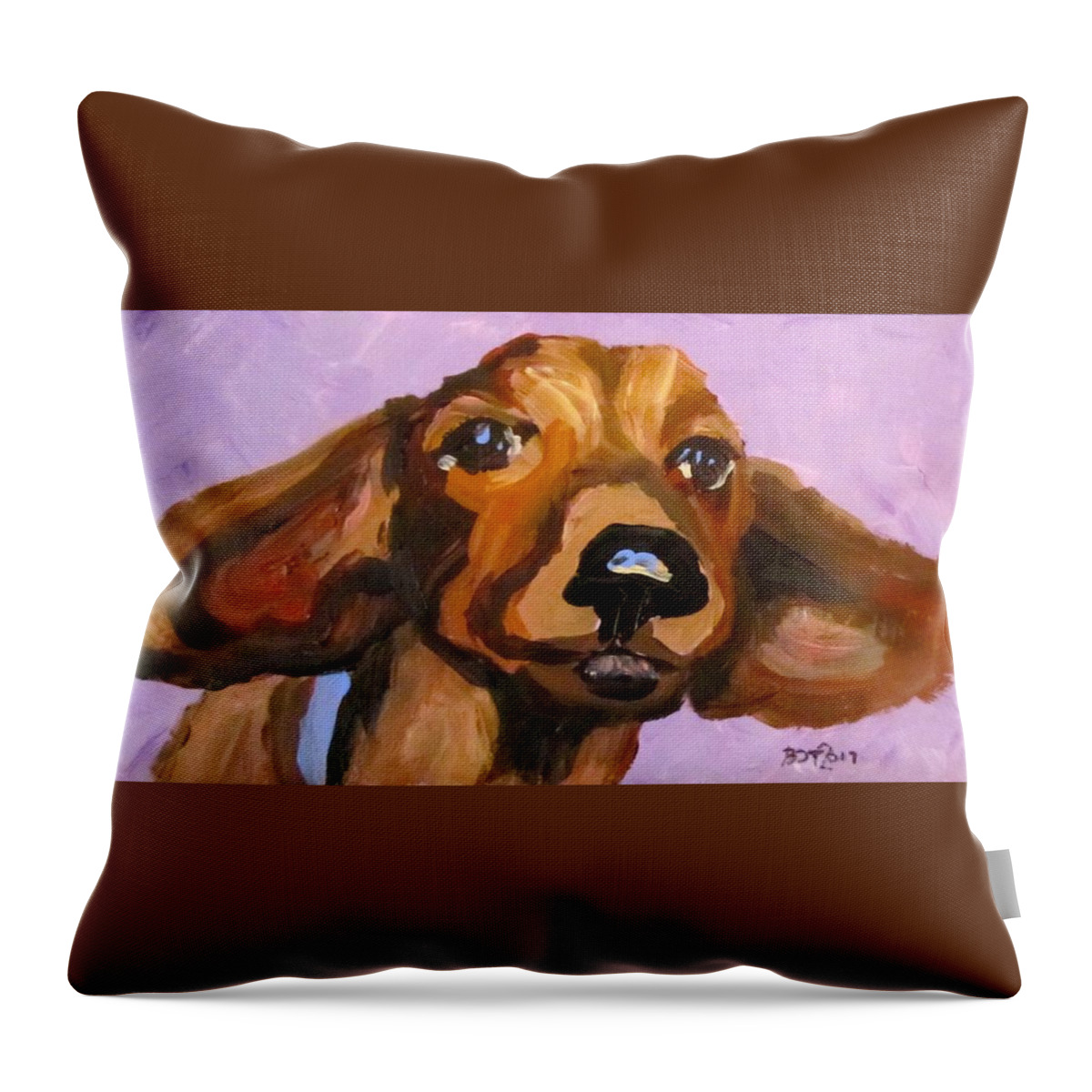 Dog Throw Pillow featuring the painting Wings by Barbara O'Toole