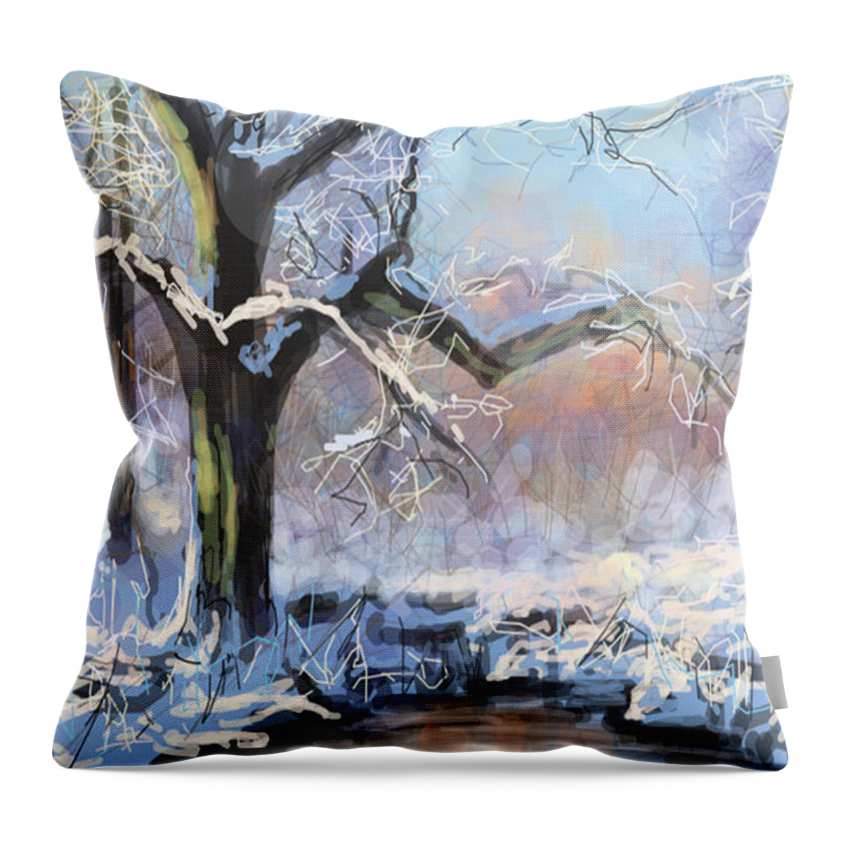 Winter Throw Pillow featuring the painting Winter by Angie Braun