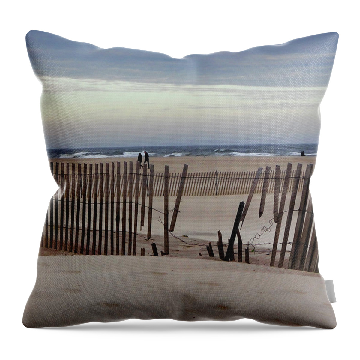 Winter Throw Pillow featuring the photograph Winter at the beach by Mikki Cucuzzo