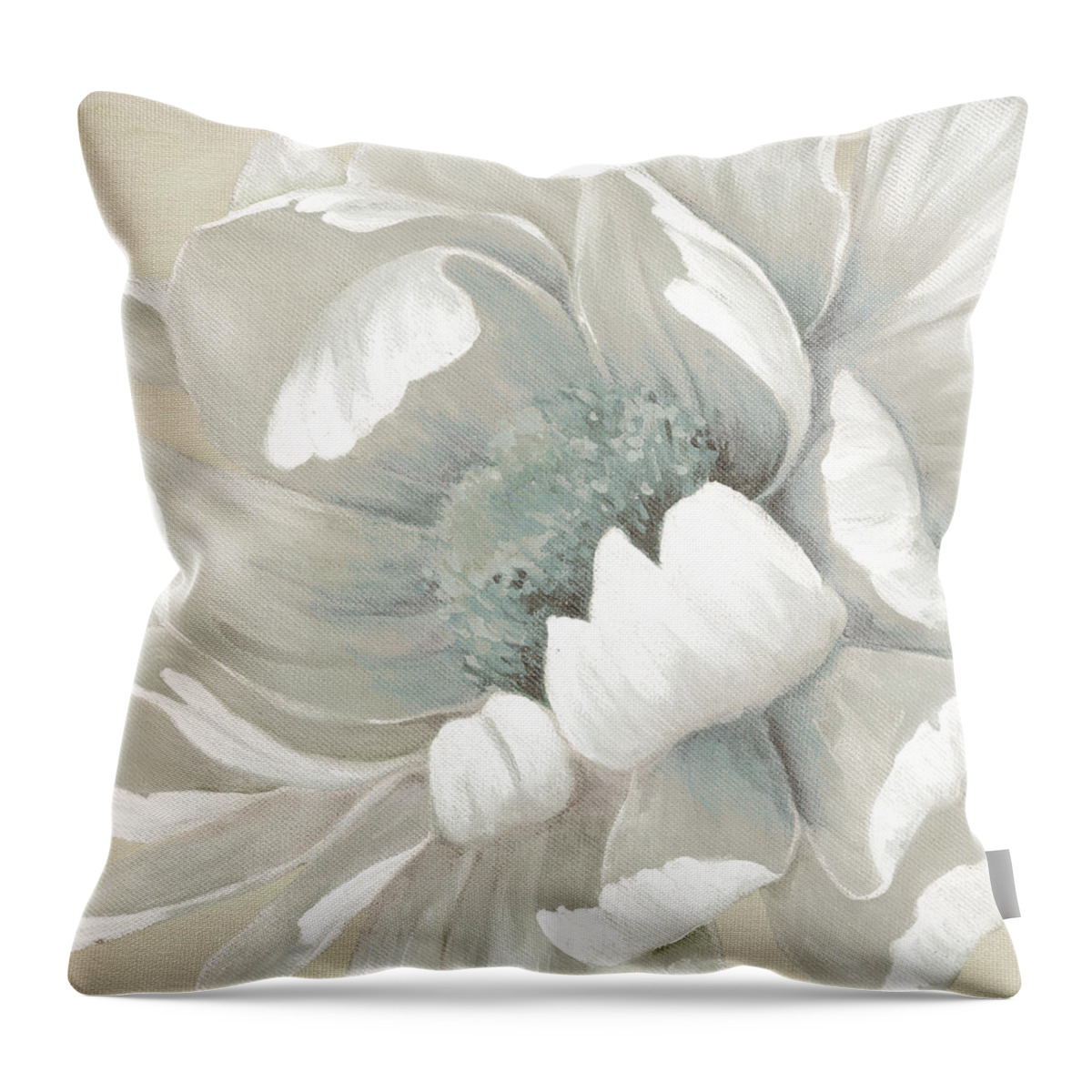 White Peony Throw Pillow featuring the painting Winter Bloom 1 by Carol Robinson