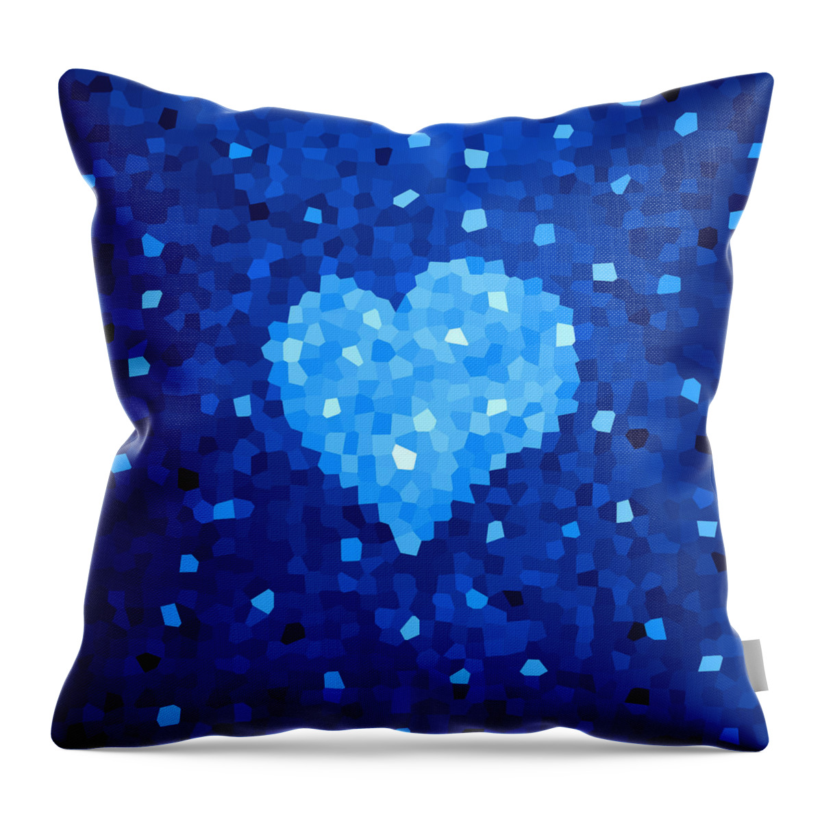 Heart Throw Pillow featuring the digital art Winter Blue Crystal Heart by Boriana Giormova