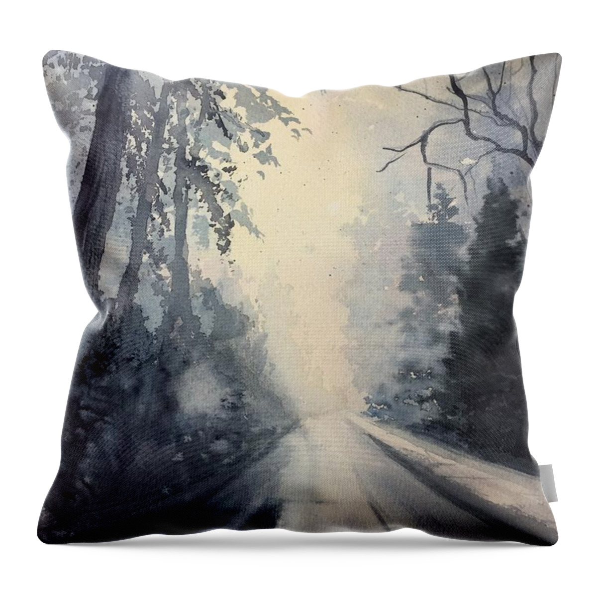 Watercolor Throw Pillow featuring the painting Winter Blues by Watercolor Meditations