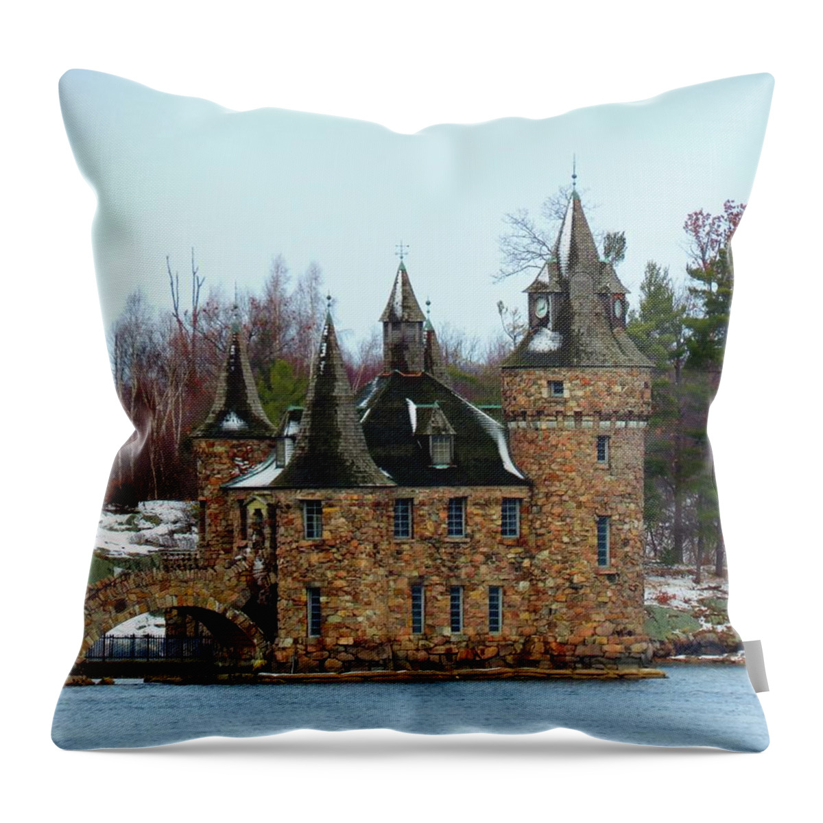 Boldt Castle Throw Pillow featuring the photograph Winter Calm by Dennis McCarthy