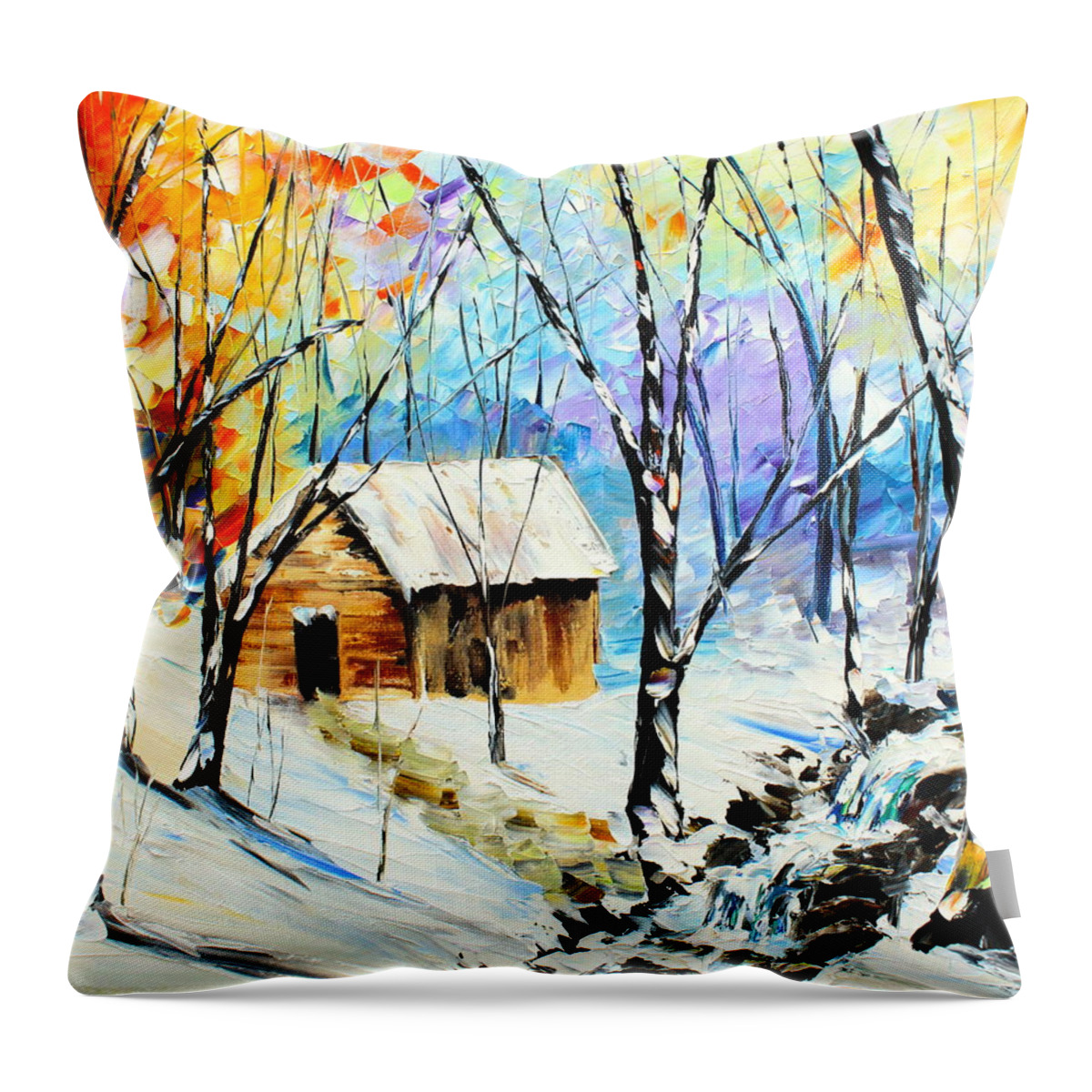 City Paintings Throw Pillow featuring the painting Winter Colors by Kevin Brown