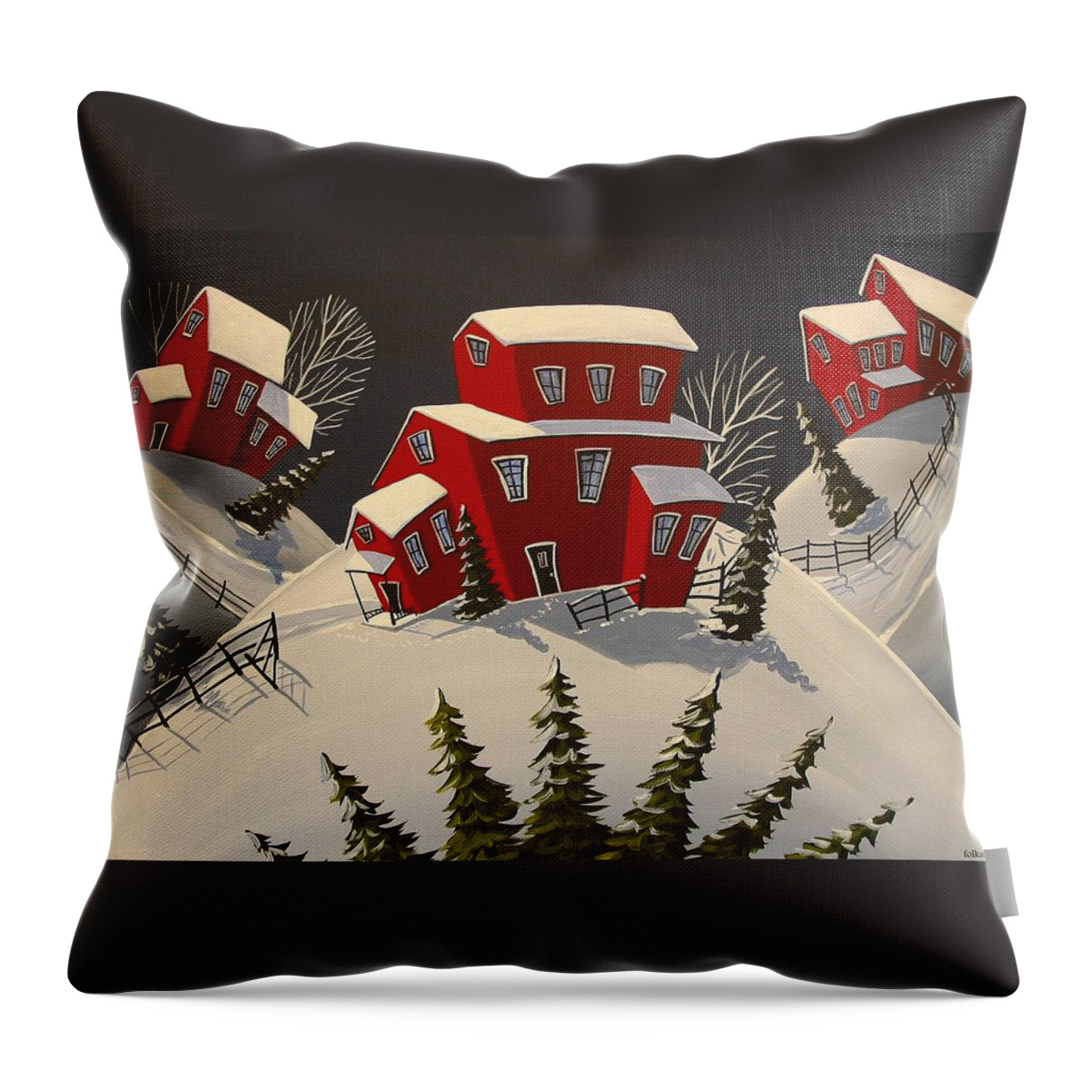 Folk Art Throw Pillow featuring the painting Winter Funky by Debbie Criswell