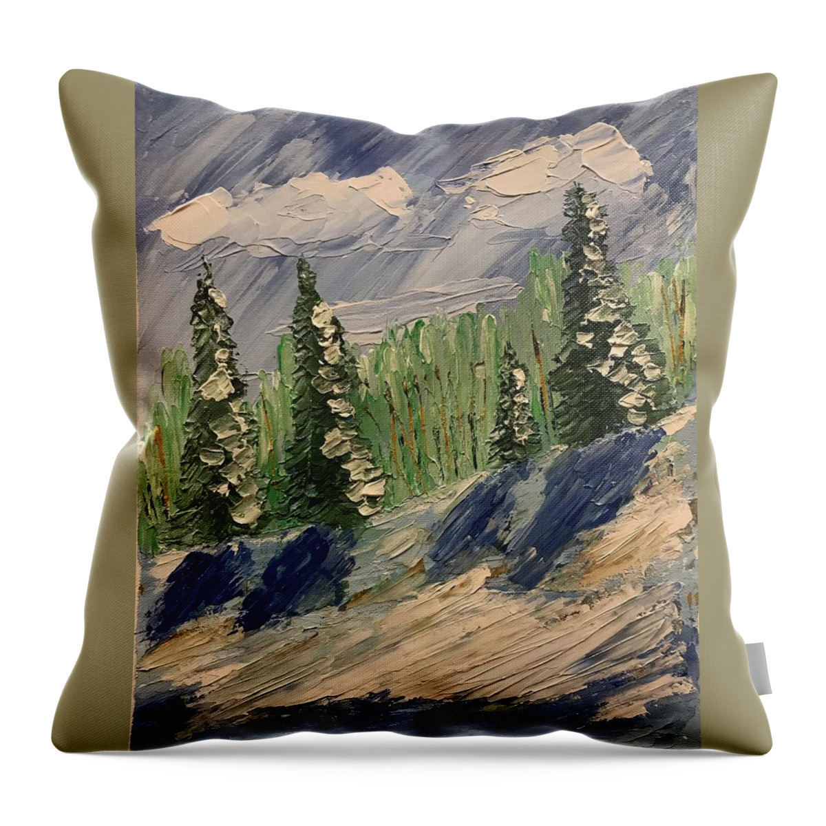 Acrylics Throw Pillow featuring the painting Winter by Jim McCullaugh