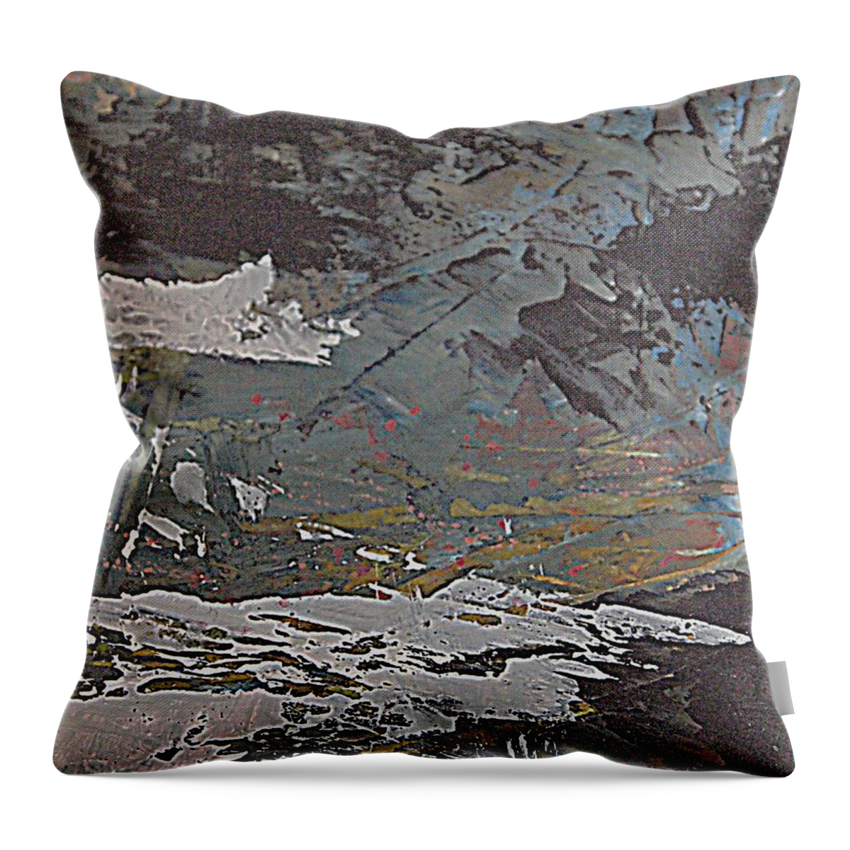 Abstract Gouache Painting Throw Pillow featuring the painting Winter Landing by Nancy Kane Chapman