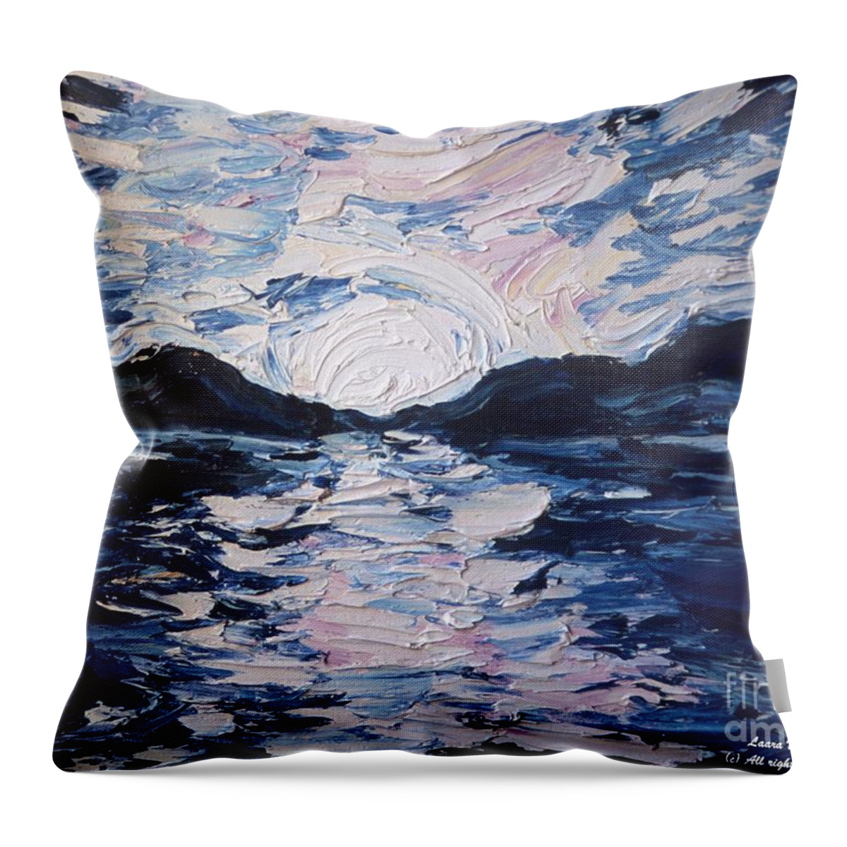 Seascapes Throw Pillow featuring the painting Winter Ocean by Laara WilliamSen