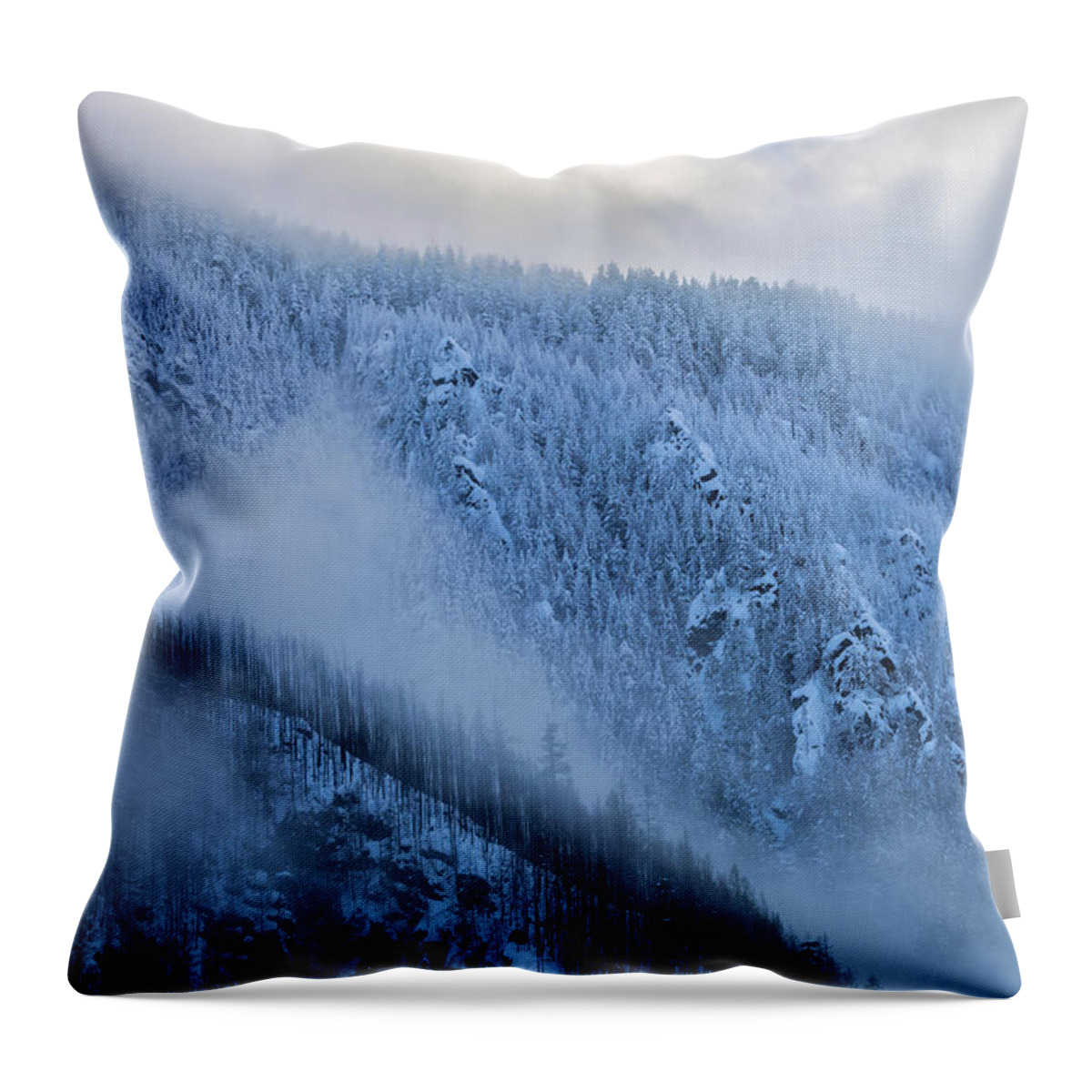 Landscape Throw Pillow featuring the photograph Winter On The Cascade by Jonathan Nguyen
