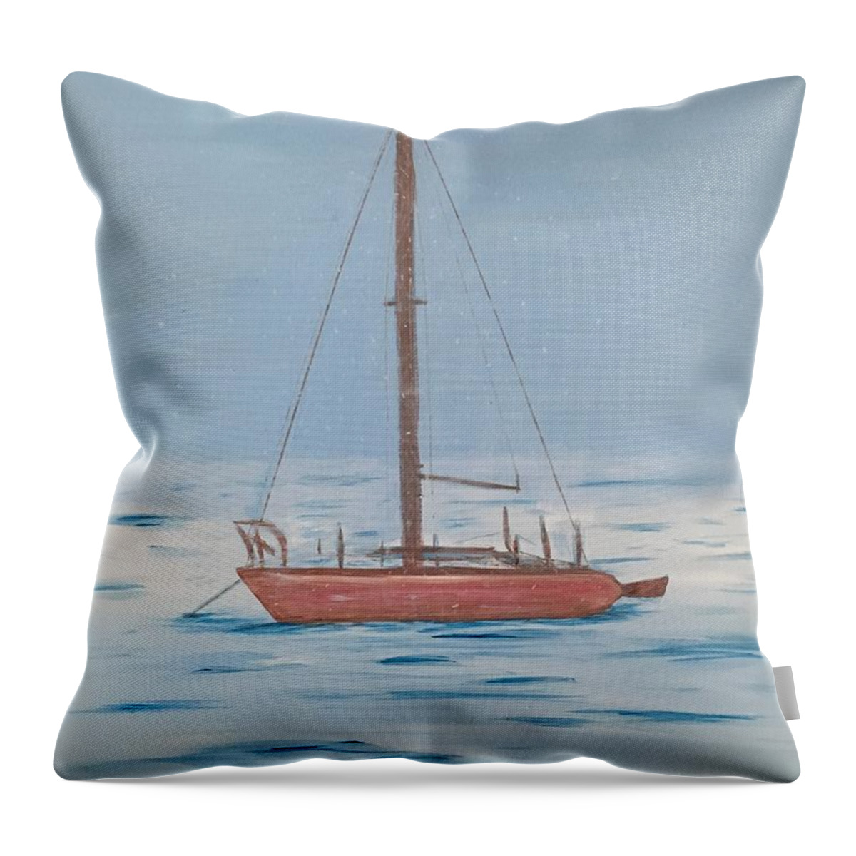 Winter Throw Pillow featuring the painting Winter on the Potomac by Aicy Karbstein