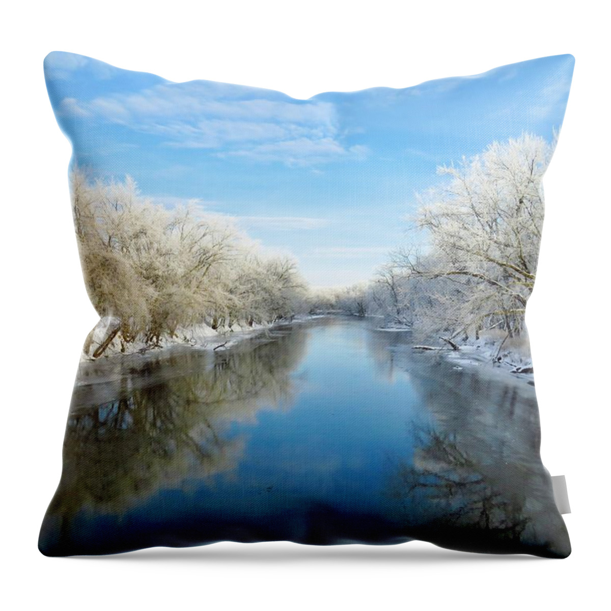 River Throw Pillow featuring the photograph Winter on the River by Lori Frisch