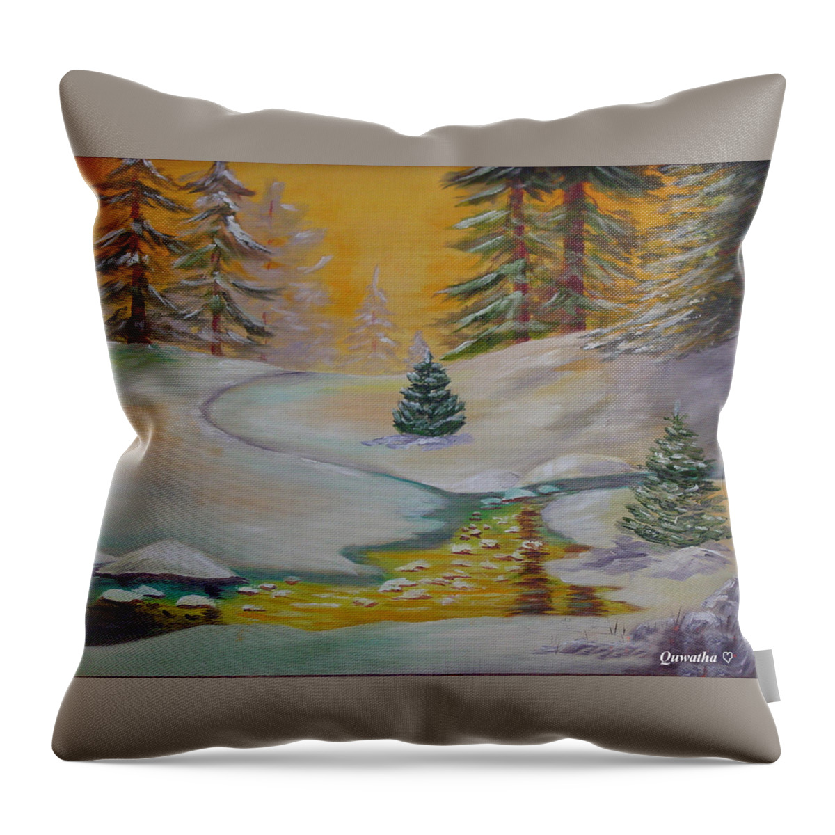 Winter Throw Pillow featuring the painting Winter by Quwatha Valentine