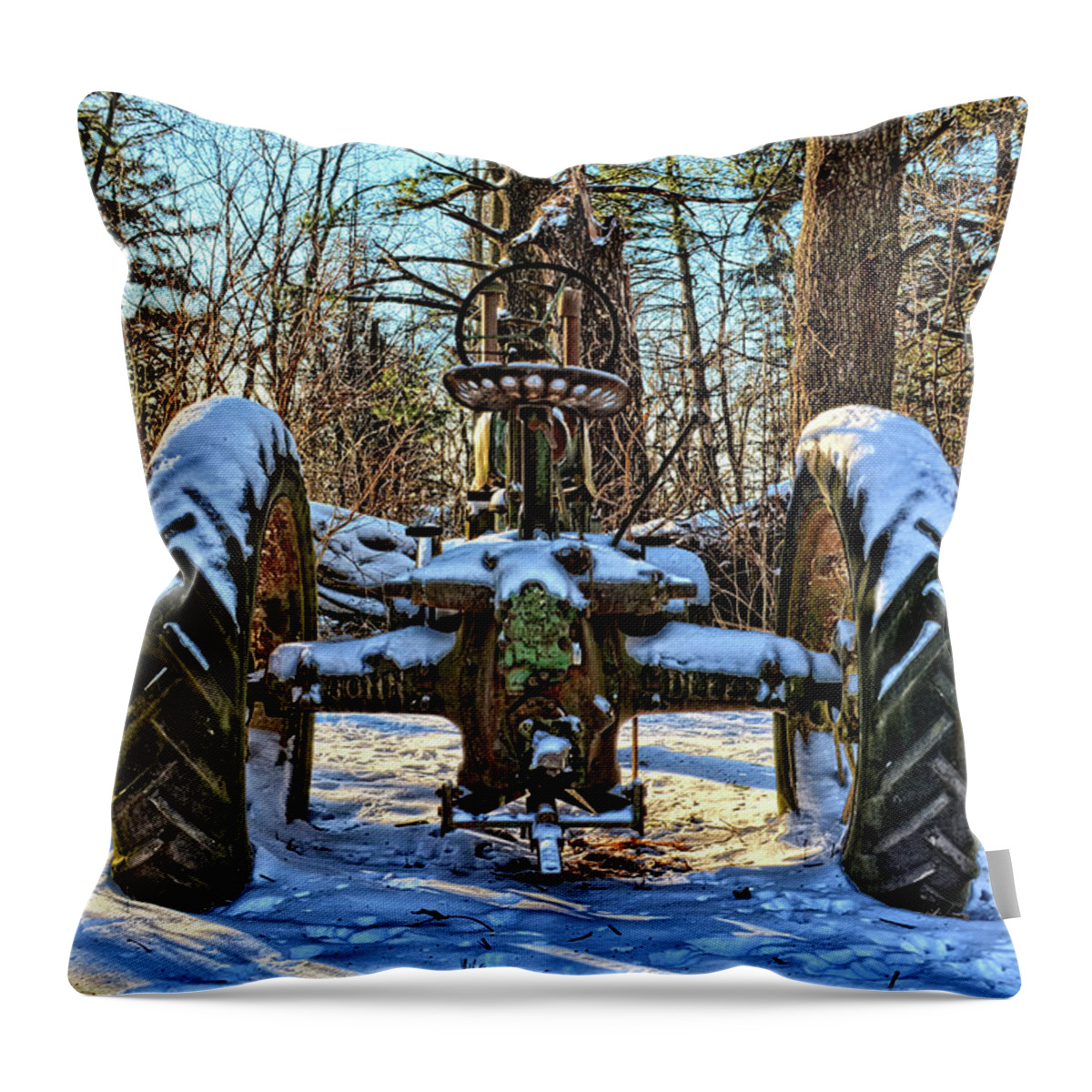 Tractor Throw Pillow featuring the photograph Winter Rest by Bonfire Photography