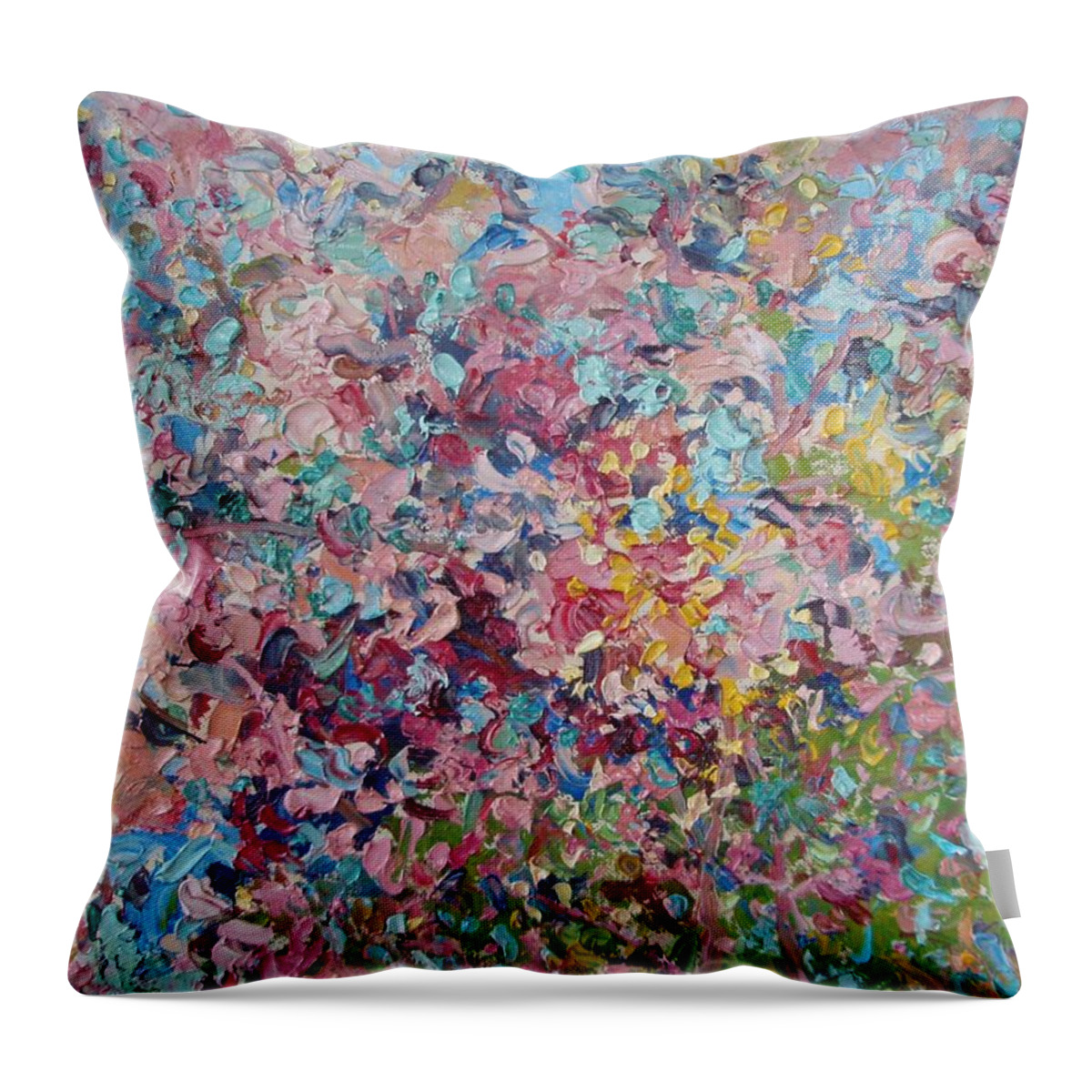 Landscape Throw Pillow featuring the painting Winter Rockery 1 by Elinor Fletcher