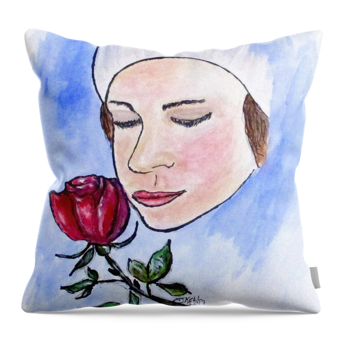 Rose Throw Pillow featuring the painting Winter Rose by Clyde J Kell