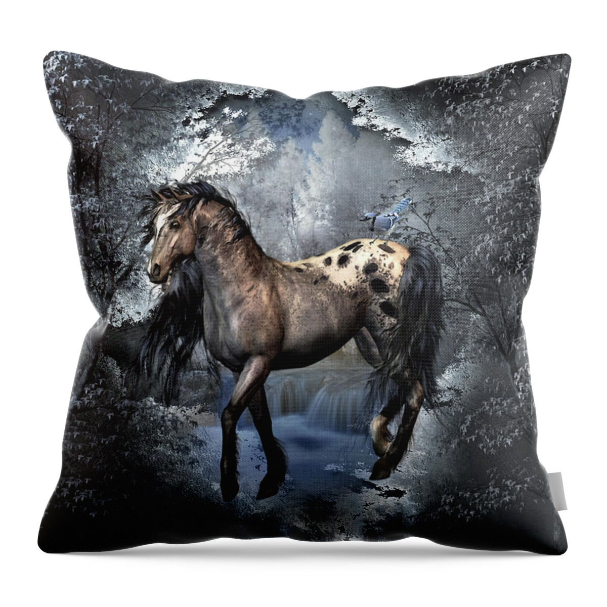 Horse Throw Pillow featuring the mixed media Winter Sky by Gayle Berry