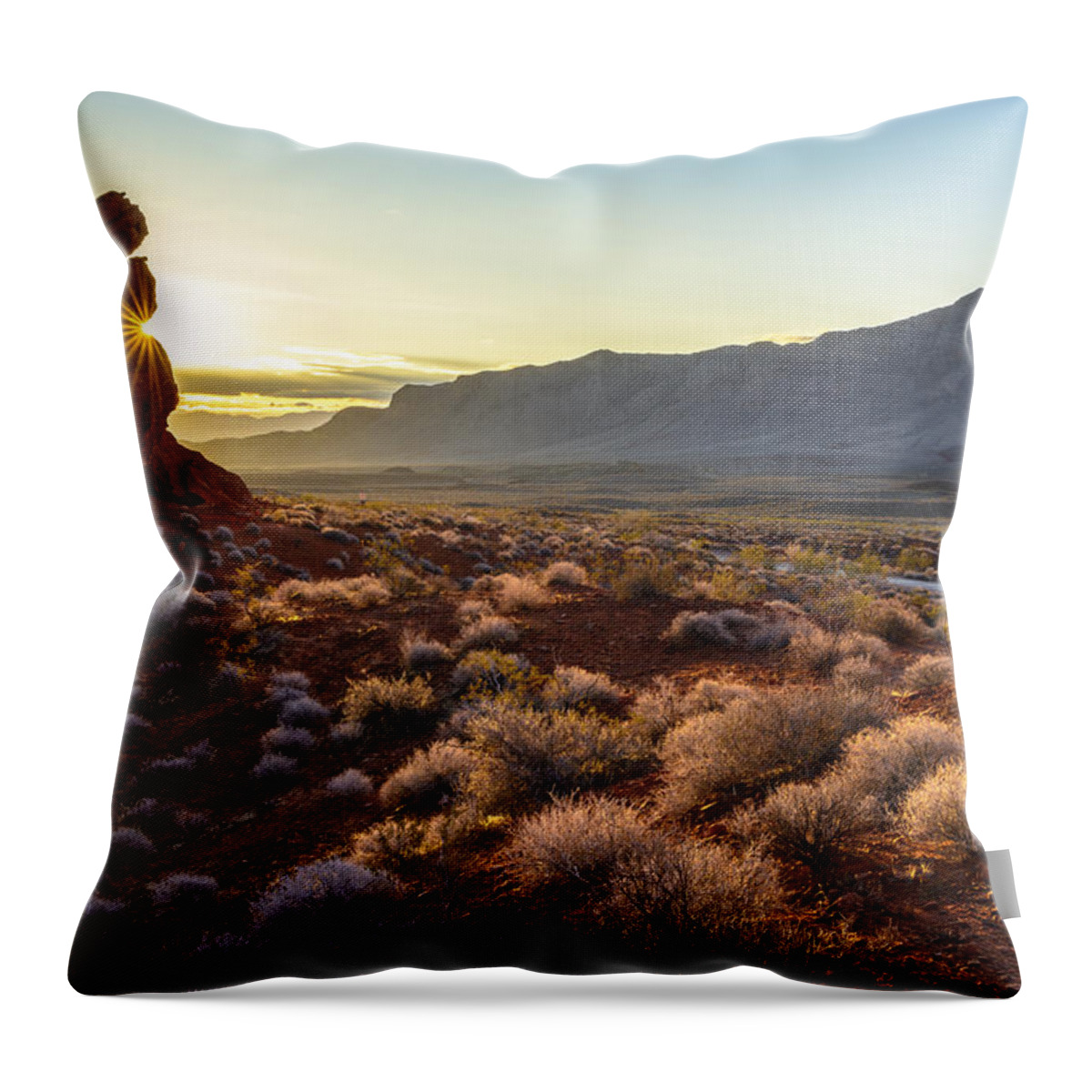 D600 Throw Pillow featuring the photograph Winter Solstice Sunrise at Balanced Rock by Joe Doherty