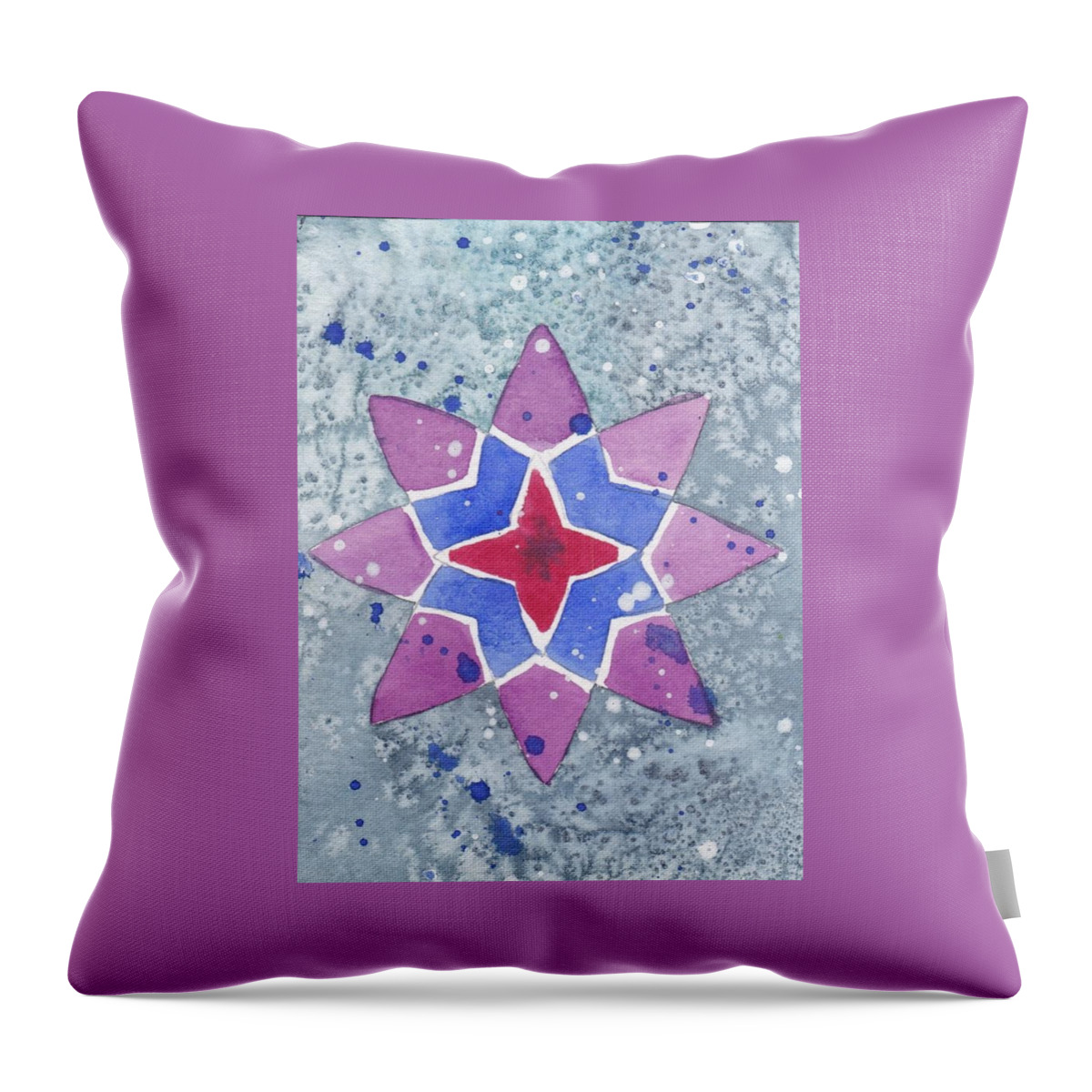 Star Throw Pillow featuring the mixed media Winter Star by Paula Anthony