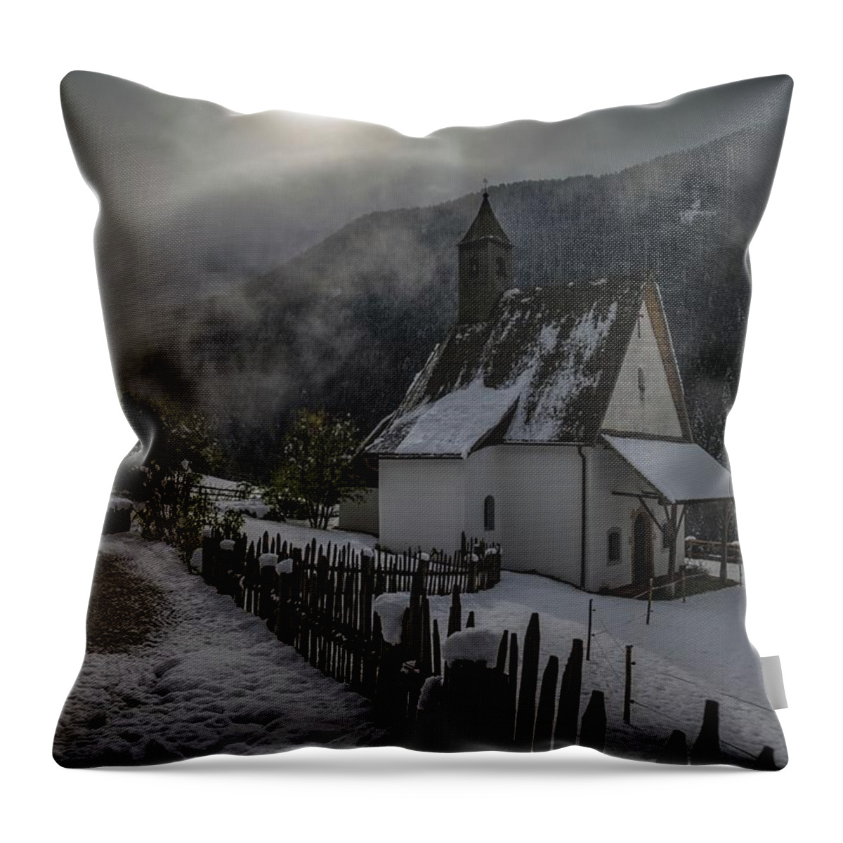 St Sebastian Church Throw Pillow featuring the photograph Winter Sun by Eva Lechner