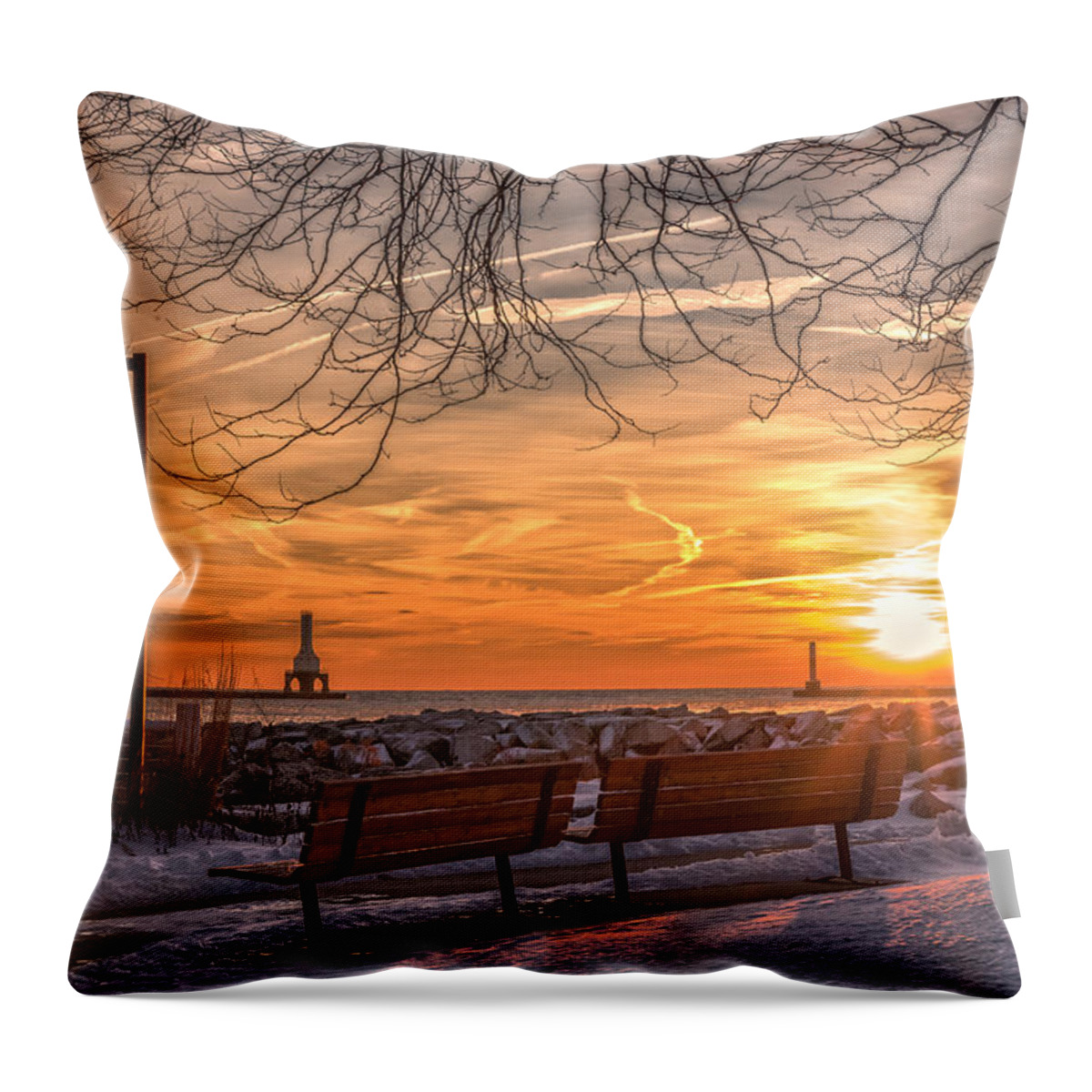 Sunrise Throw Pillow featuring the photograph Winter Sunrise in the Park by James Meyer