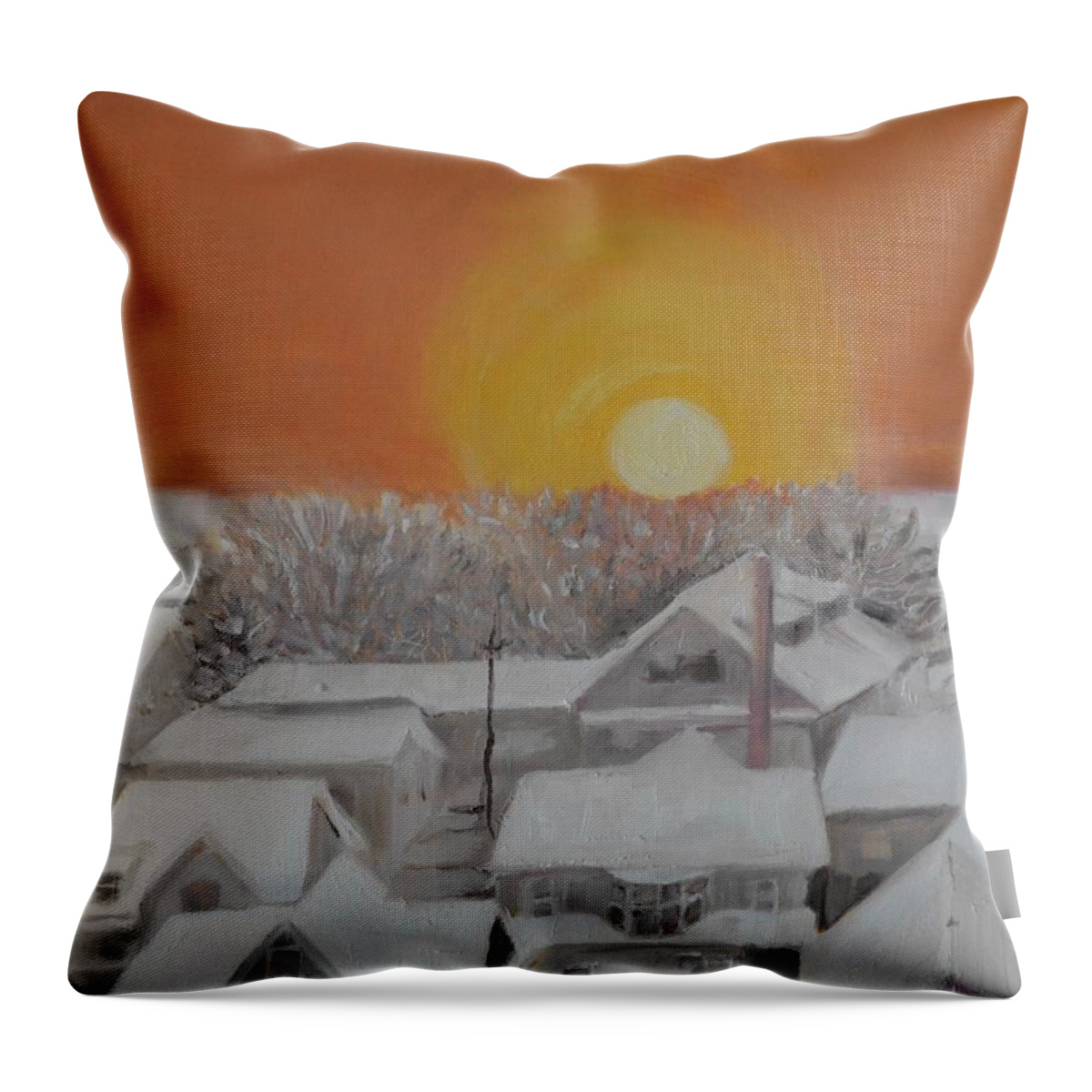 Snow Throw Pillow featuring the painting Winter Sunrise by Julie Todd-Cundiff