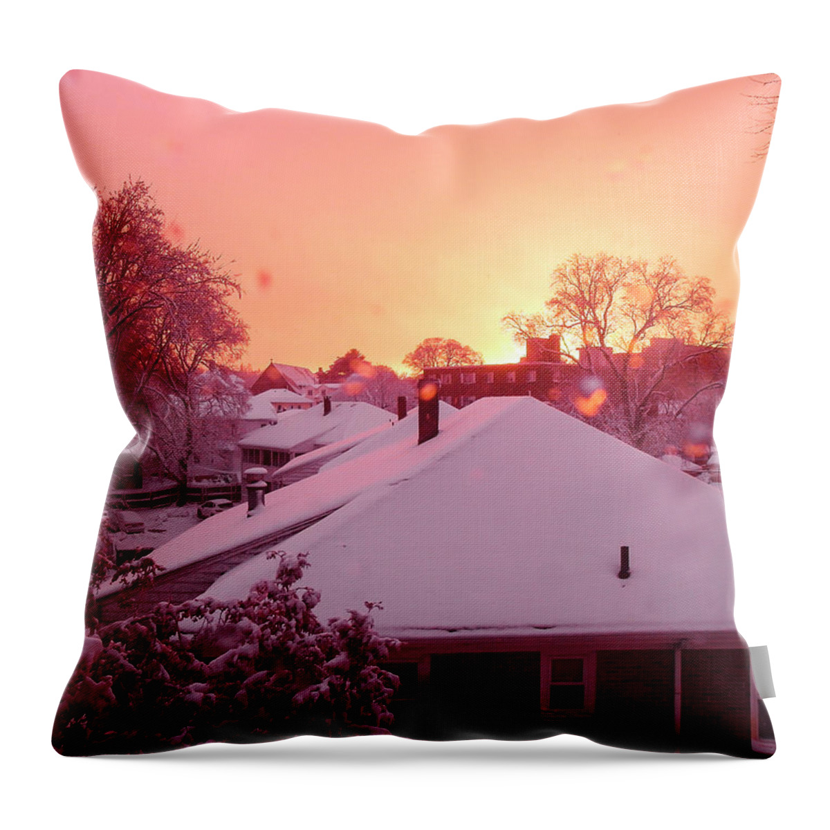Massachusetts Throw Pillow featuring the photograph Winter Sunset by Christopher Brown