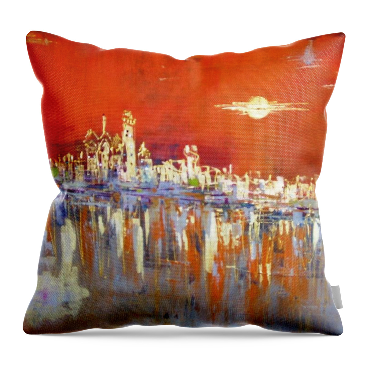  Throw Pillow featuring the painting Winter Sunset by Lilliana Didovic