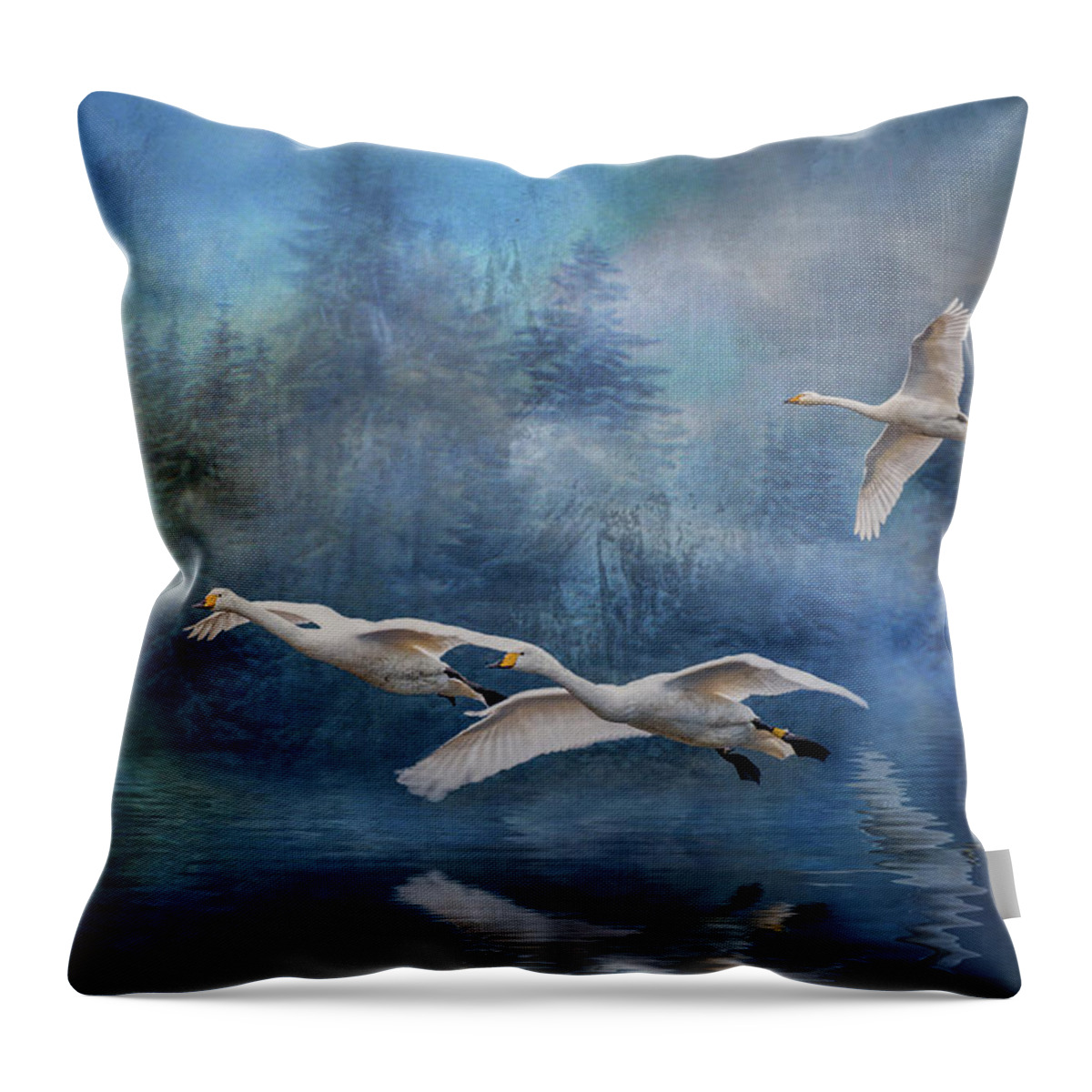 Swans Throw Pillow featuring the photograph Winter Swans by Brian Tarr
