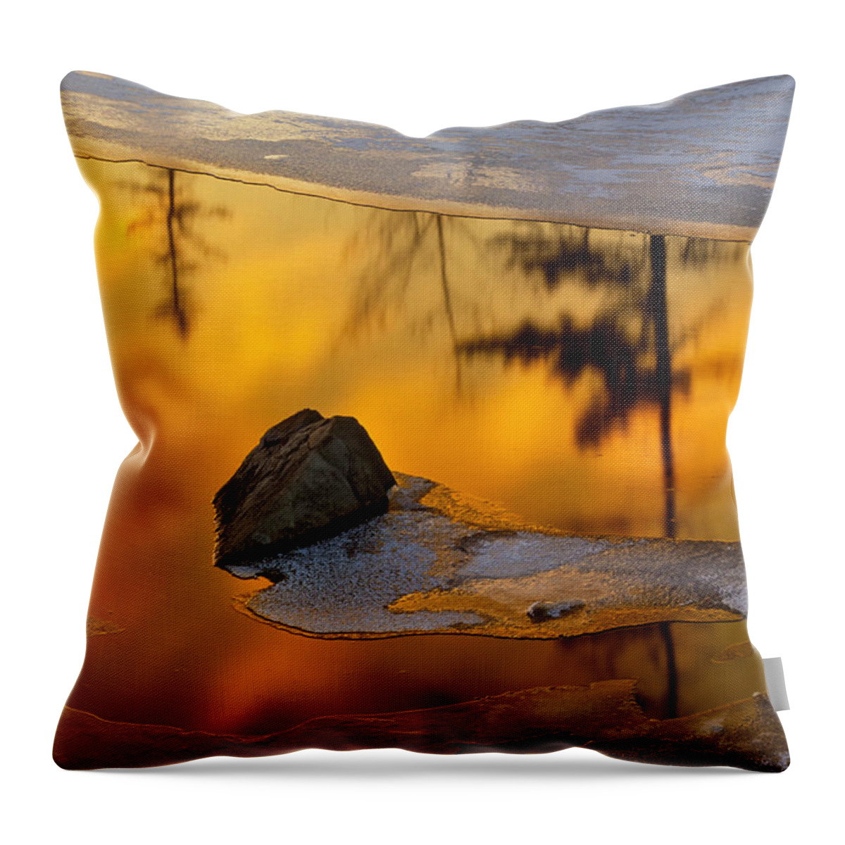 Winter Landscape Throw Pillow featuring the photograph Winter Thaw Evening by Irwin Barrett
