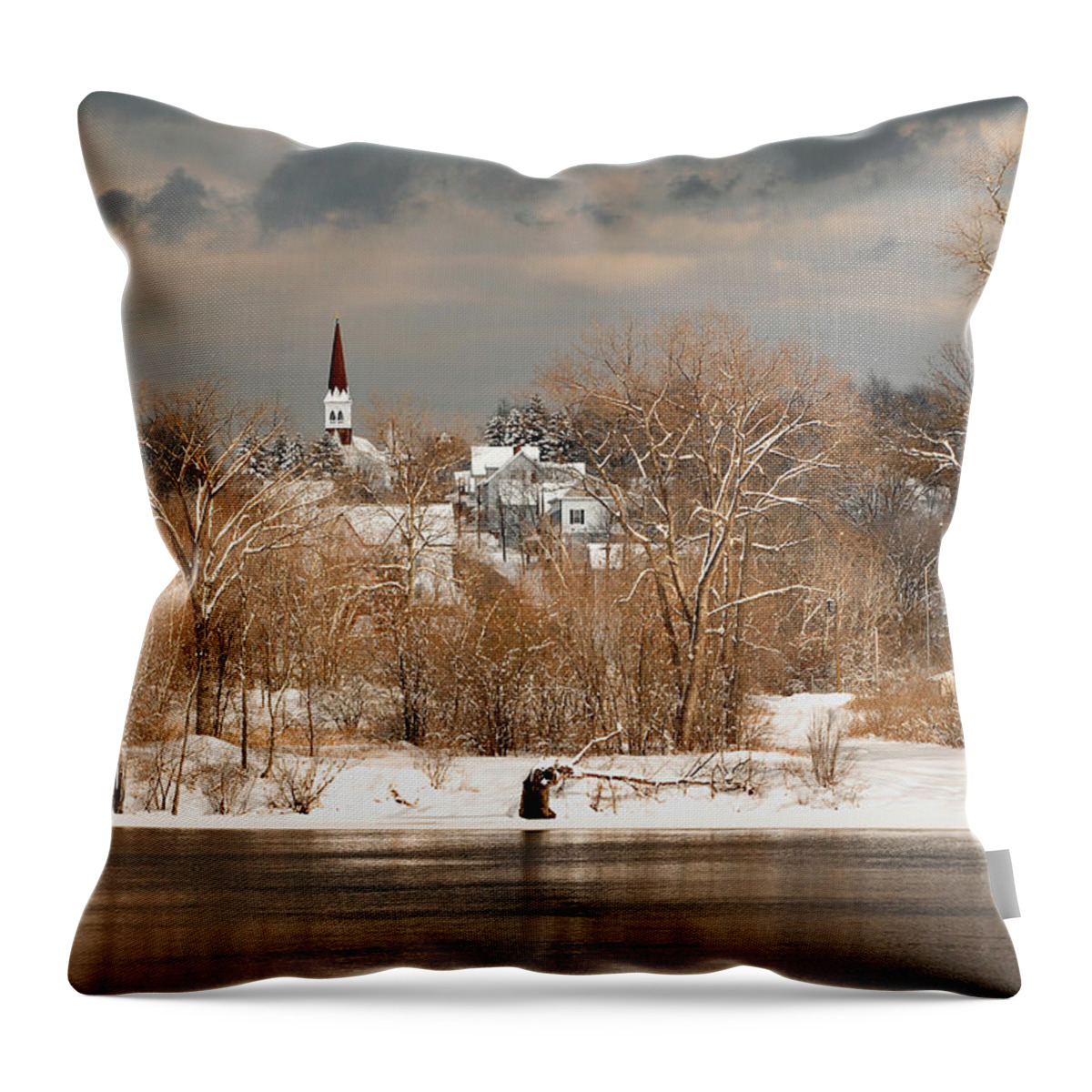 Winter Throw Pillow featuring the photograph Winter View of Allenstown by Greg Fortier