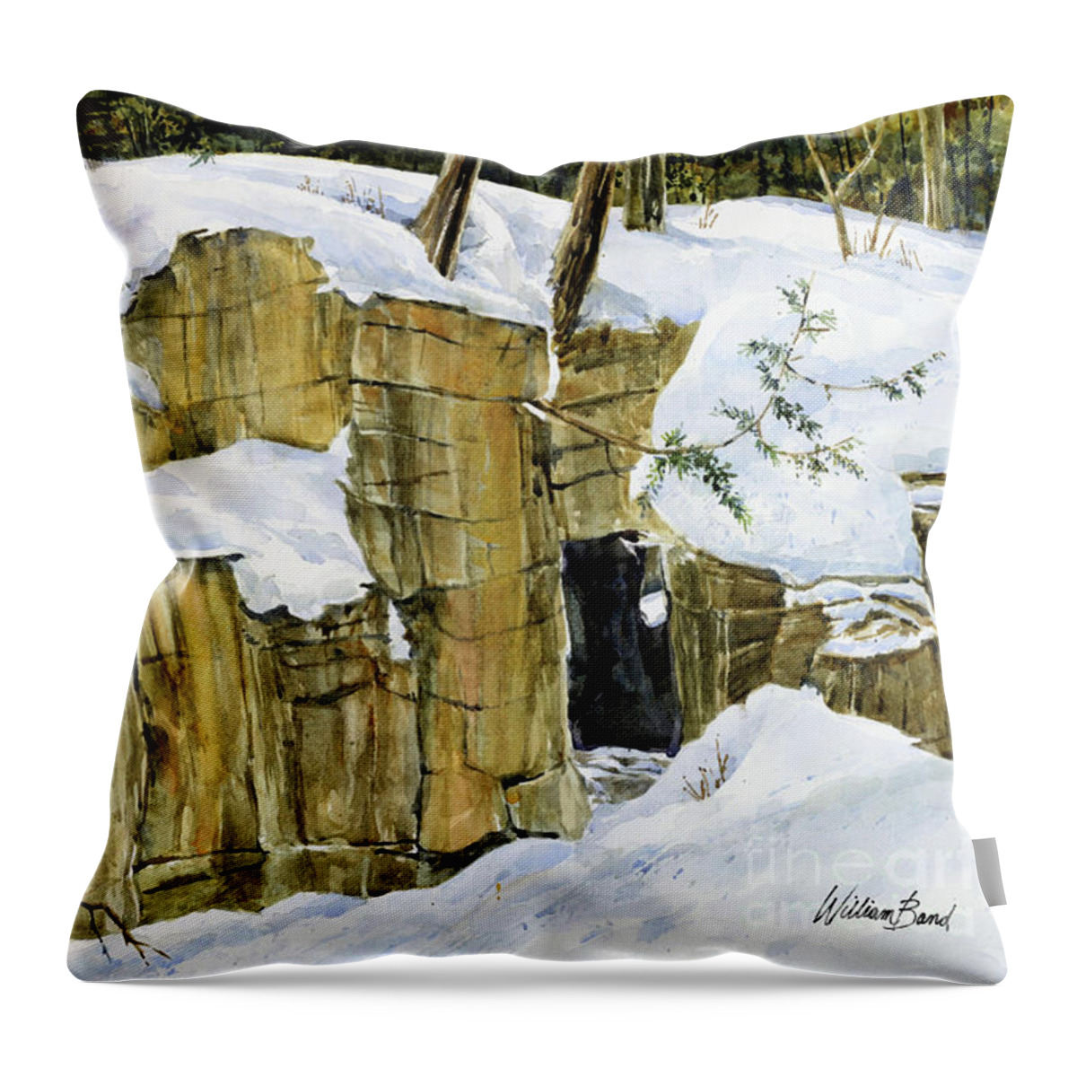 Landscape Throw Pillow featuring the painting Winter Walk by William Band