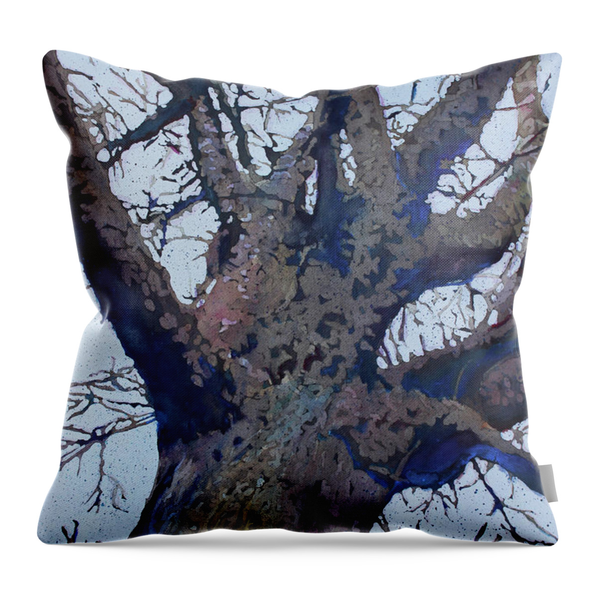 Tree Throw Pillow featuring the painting Winter Warrior by Jenny Armitage